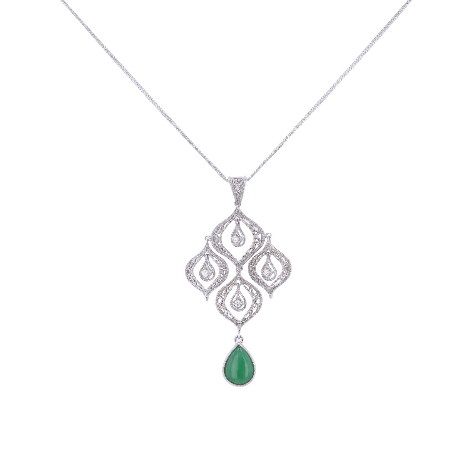 18K WG 2.59 CT Jade Pendant