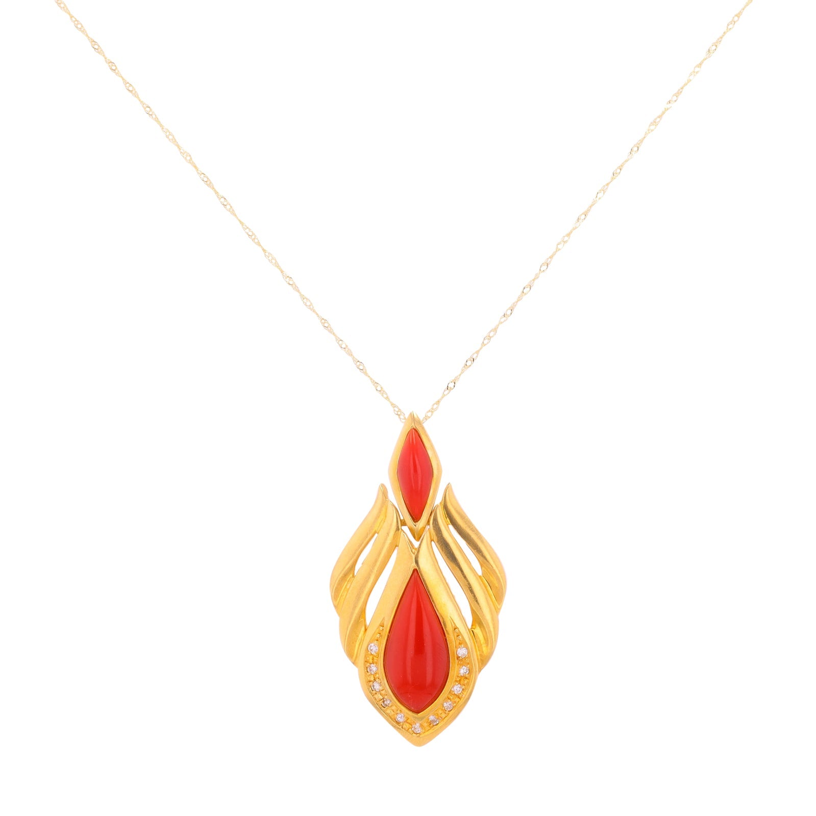 18K YG Coral Pendant