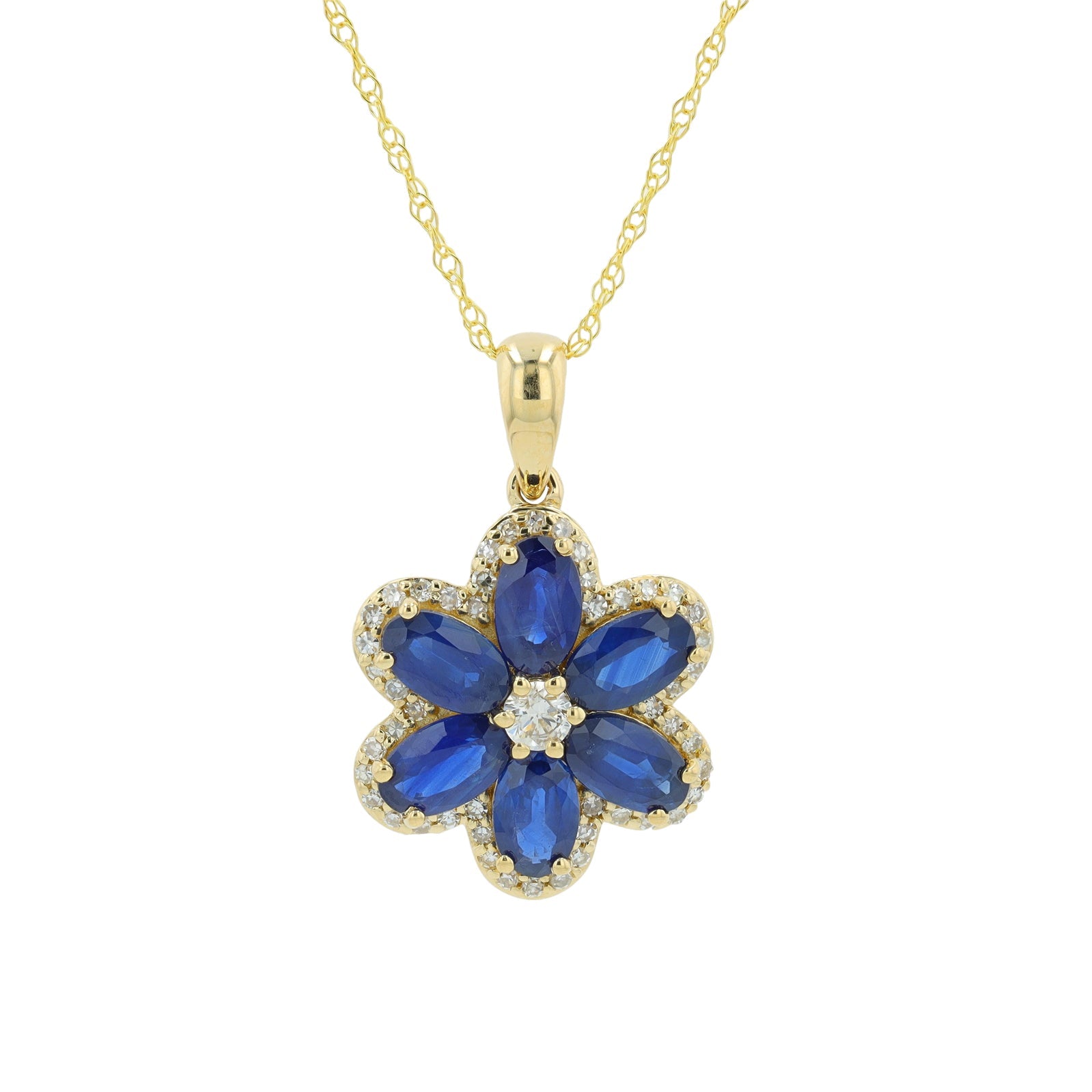 14K Gemstone Flower Pendant<p><strong>More Colors Available</p></strong>