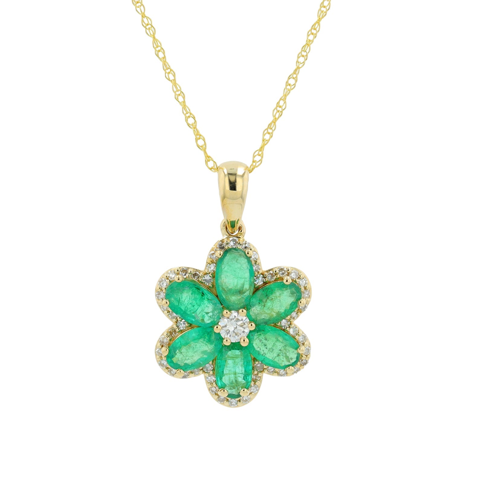14K Gemstone Flower Pendant<p><strong>More Colors Available</p></strong>