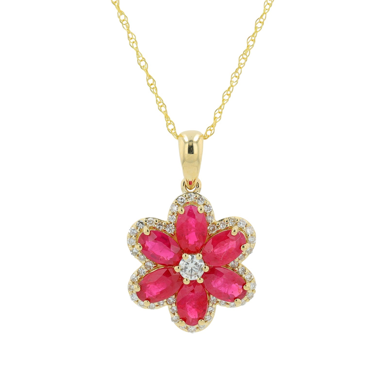 14K Gemstone Flower Pendant<p><strong>More Colors Available</p></strong>