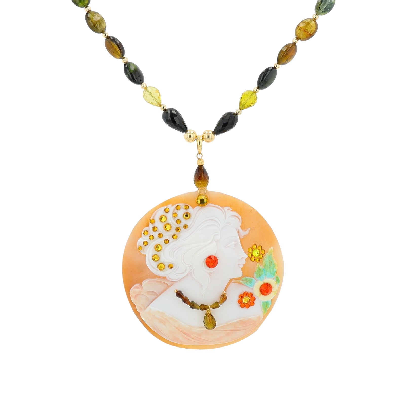 18K YG Tourmaline Portrait Pendant