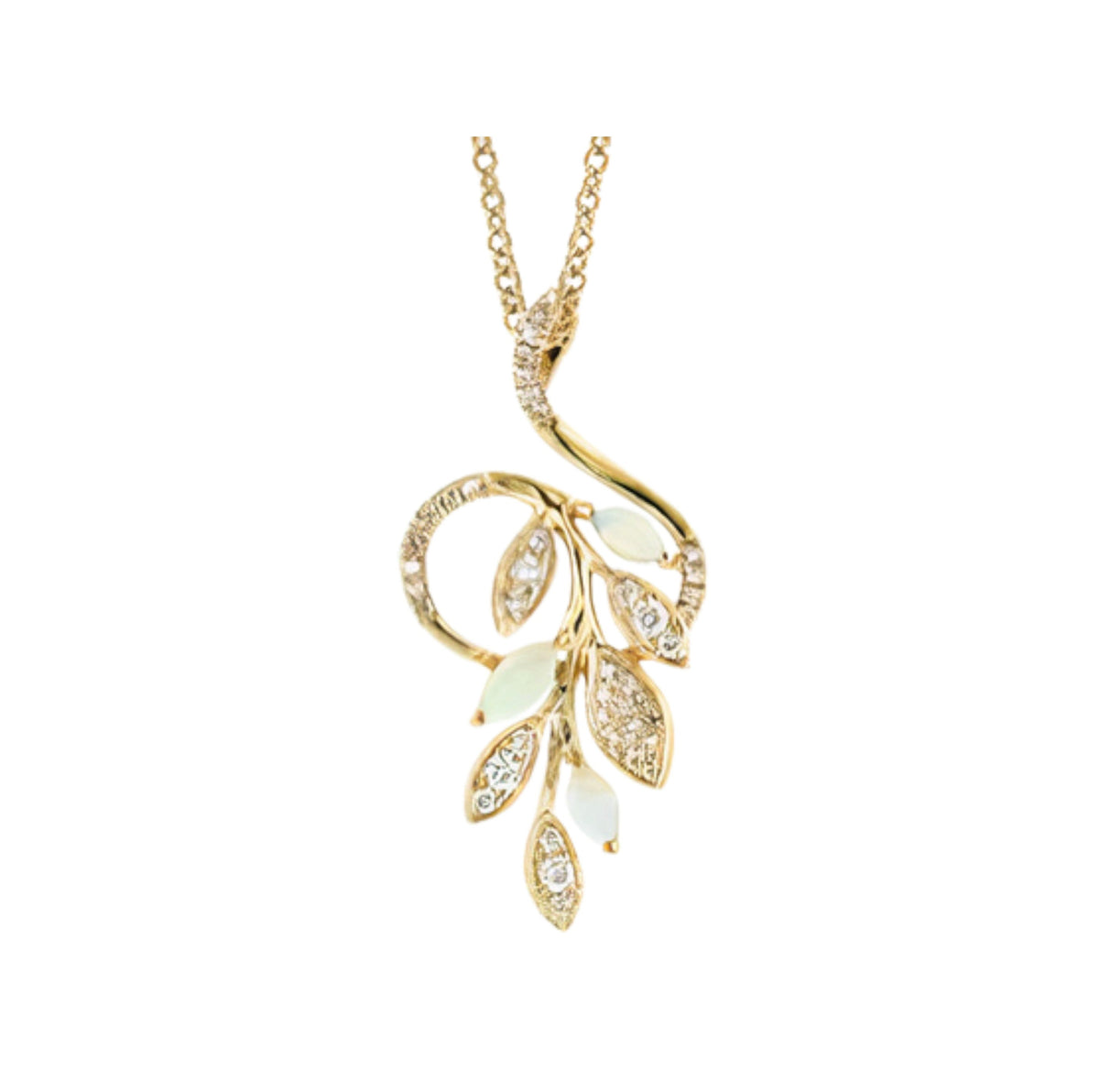 14K EFFY YG 0.15 CT Opal Vine Pendant