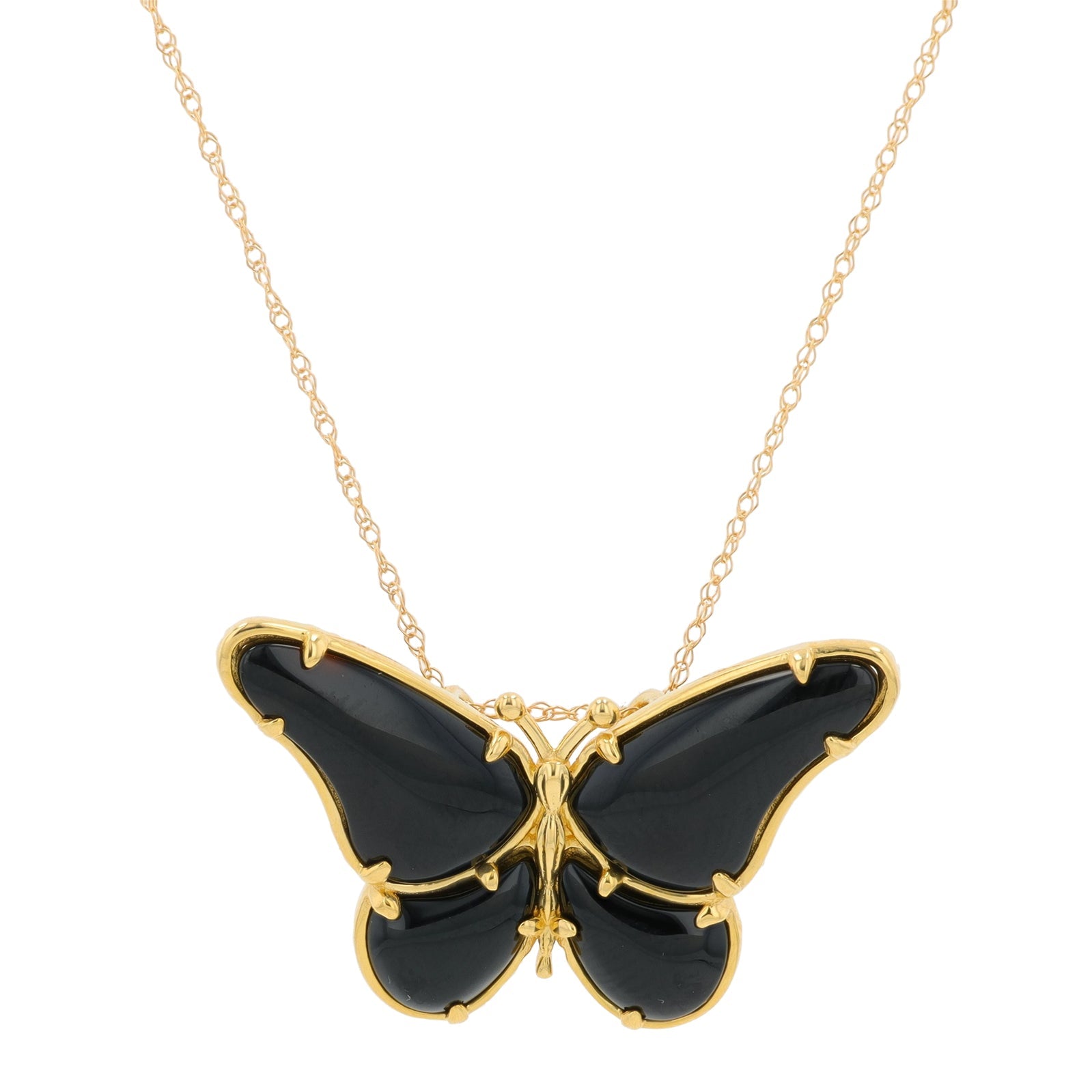 18K YG Black Onyx Butterfly Pendant