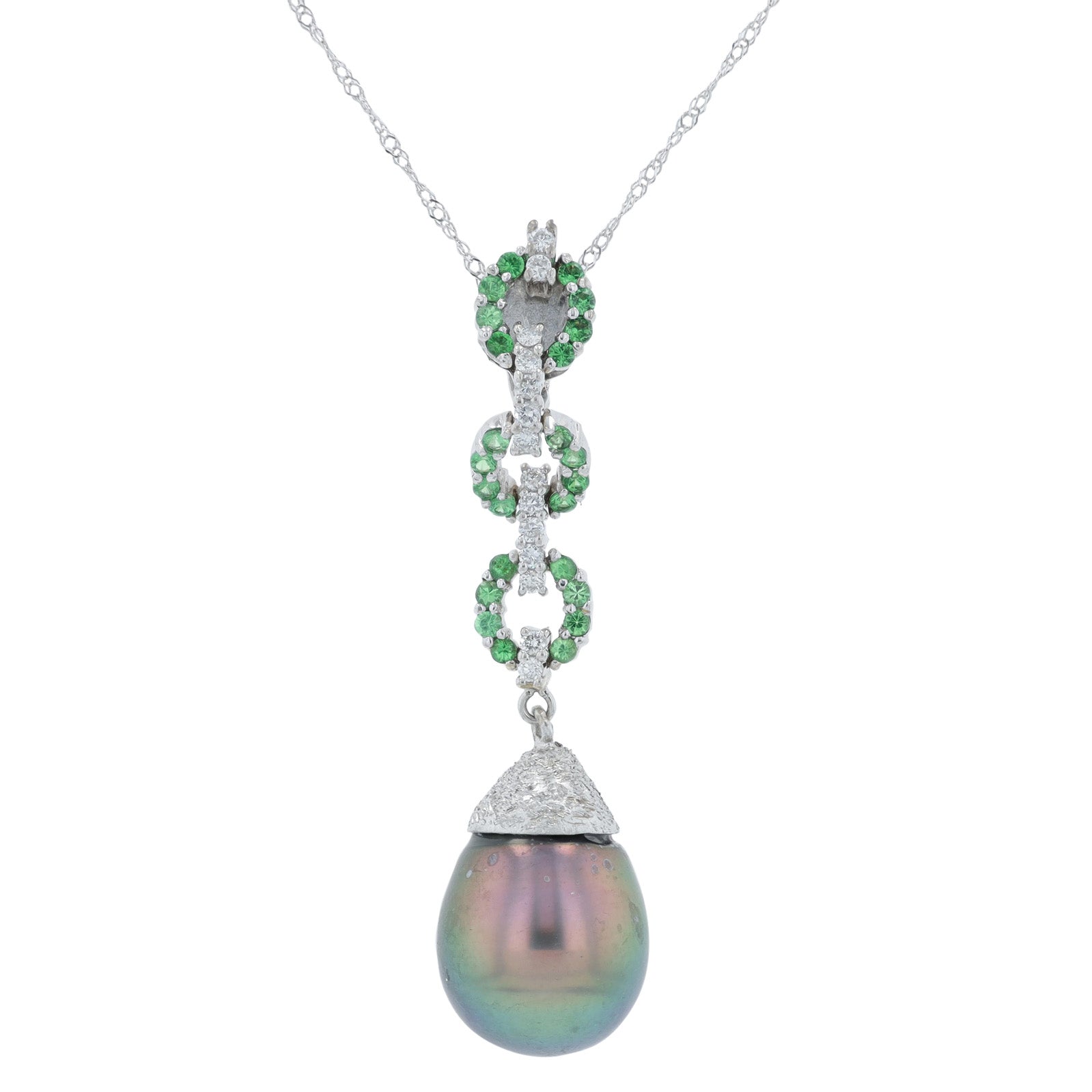 18K WG 10.92 MM Tahitian Pearl Drop Pendant