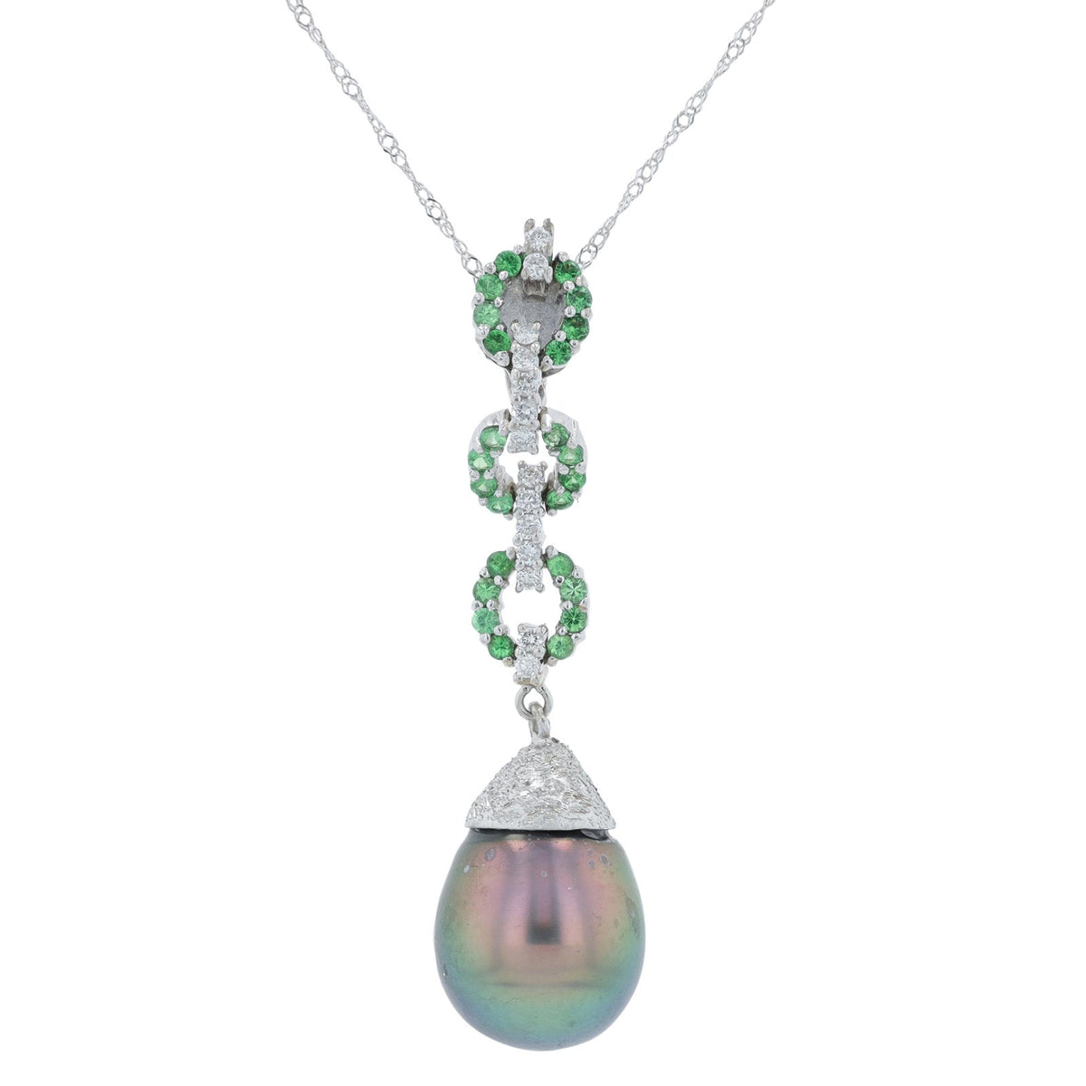 18K WG 10.92 MM Tahitian Pearl Drop Pendant