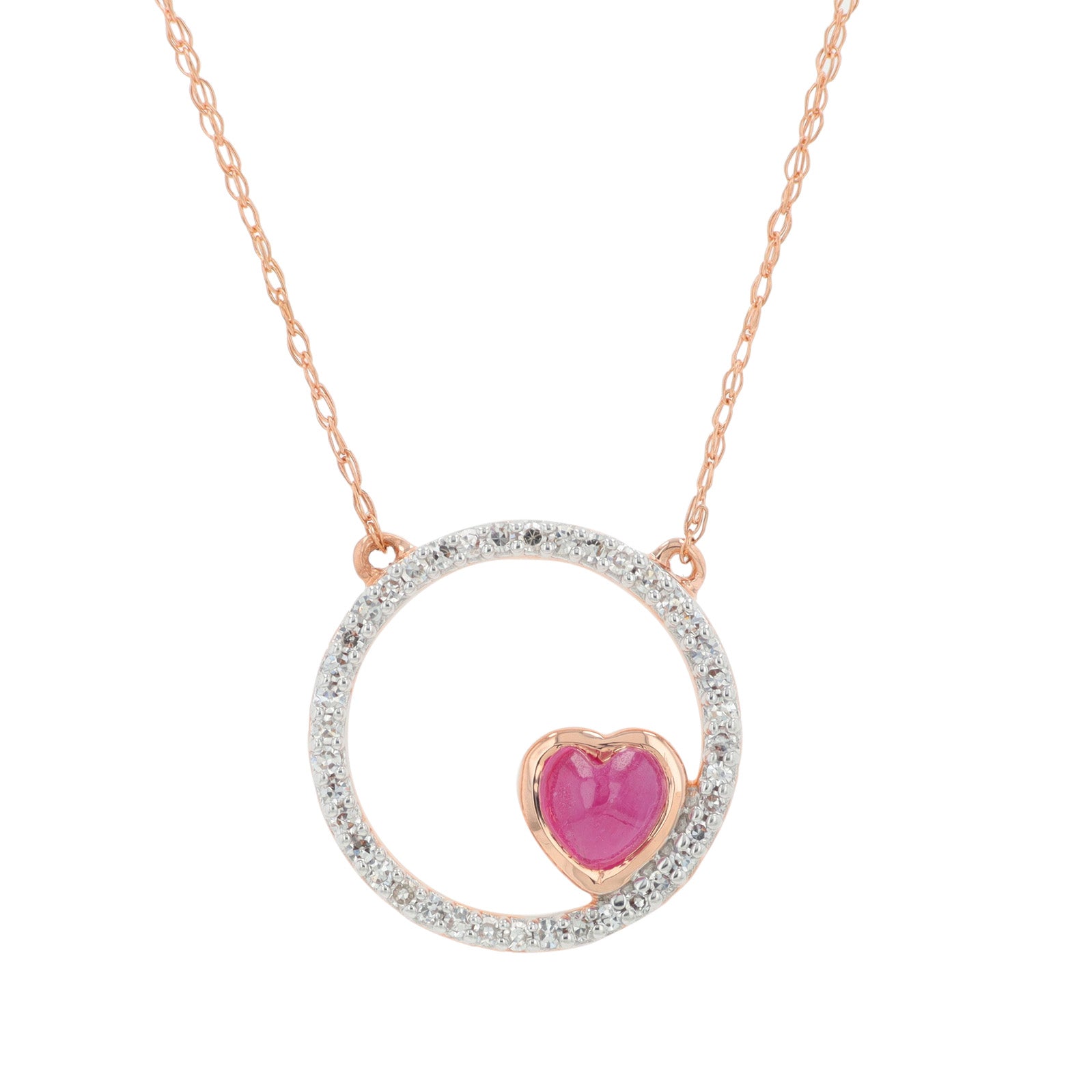 10K RG 0.40 CT Ruby Heart Pendant
