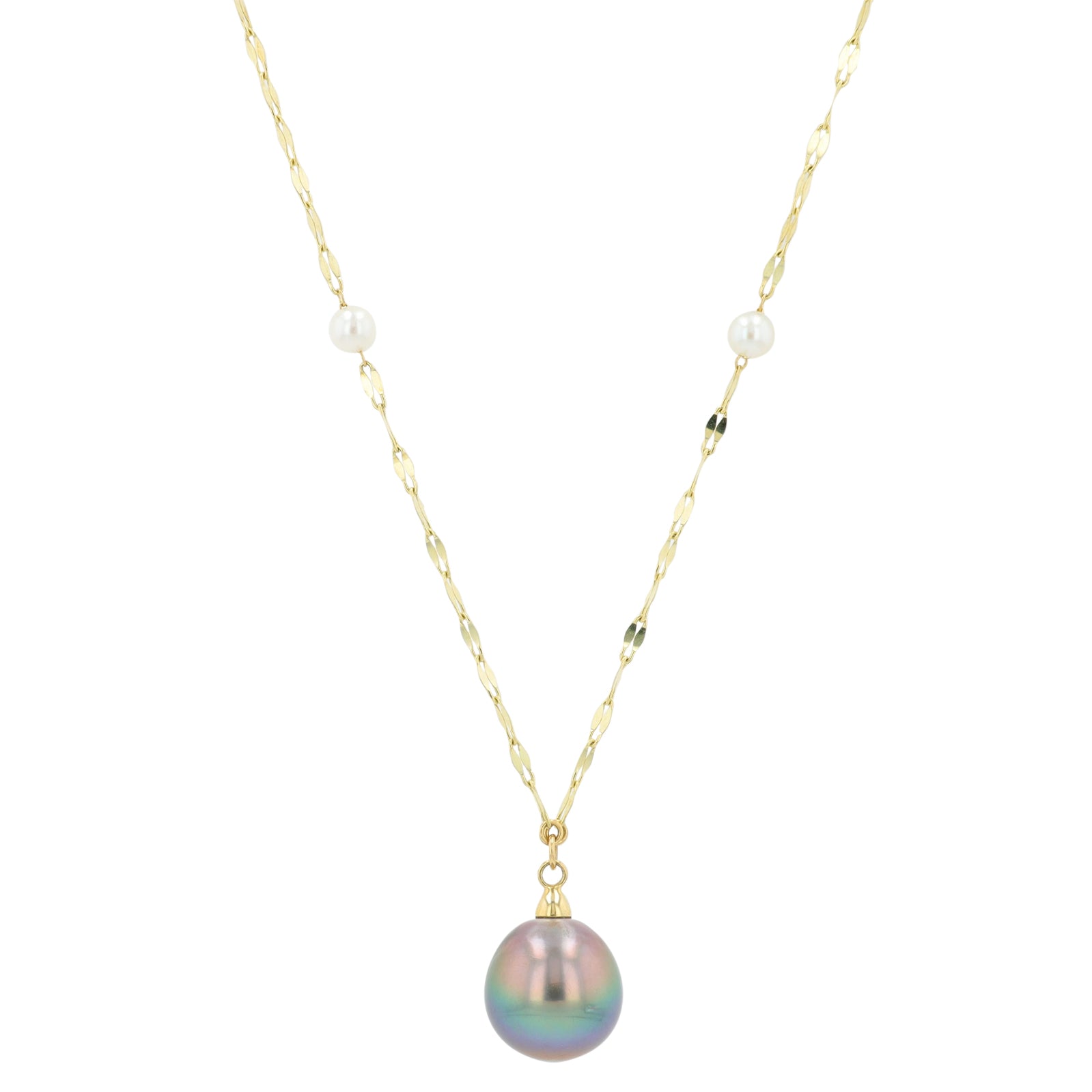 14K YG Tahitian & Akoya Pearl Pendant