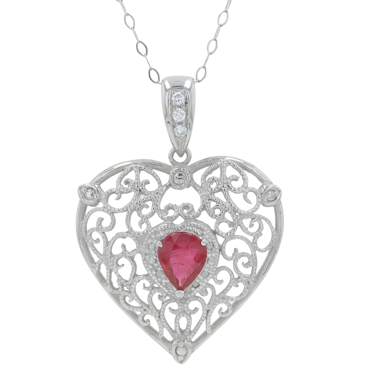 PT900 .97 CT Ruby Heart Pendant