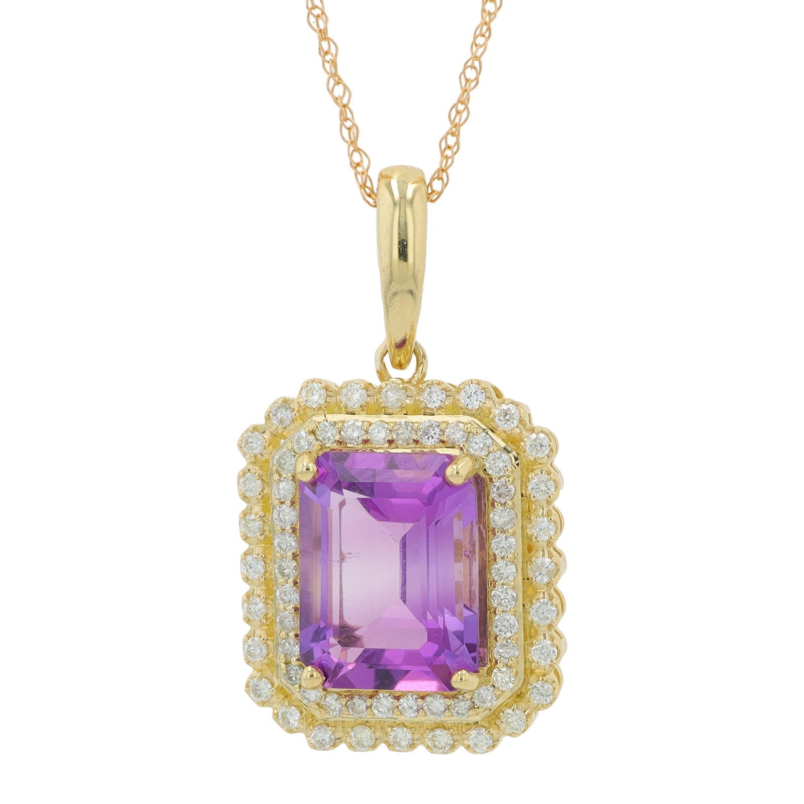 14K Gemstone Halo Pendant<p><strong>More Colors Available</p></strong>