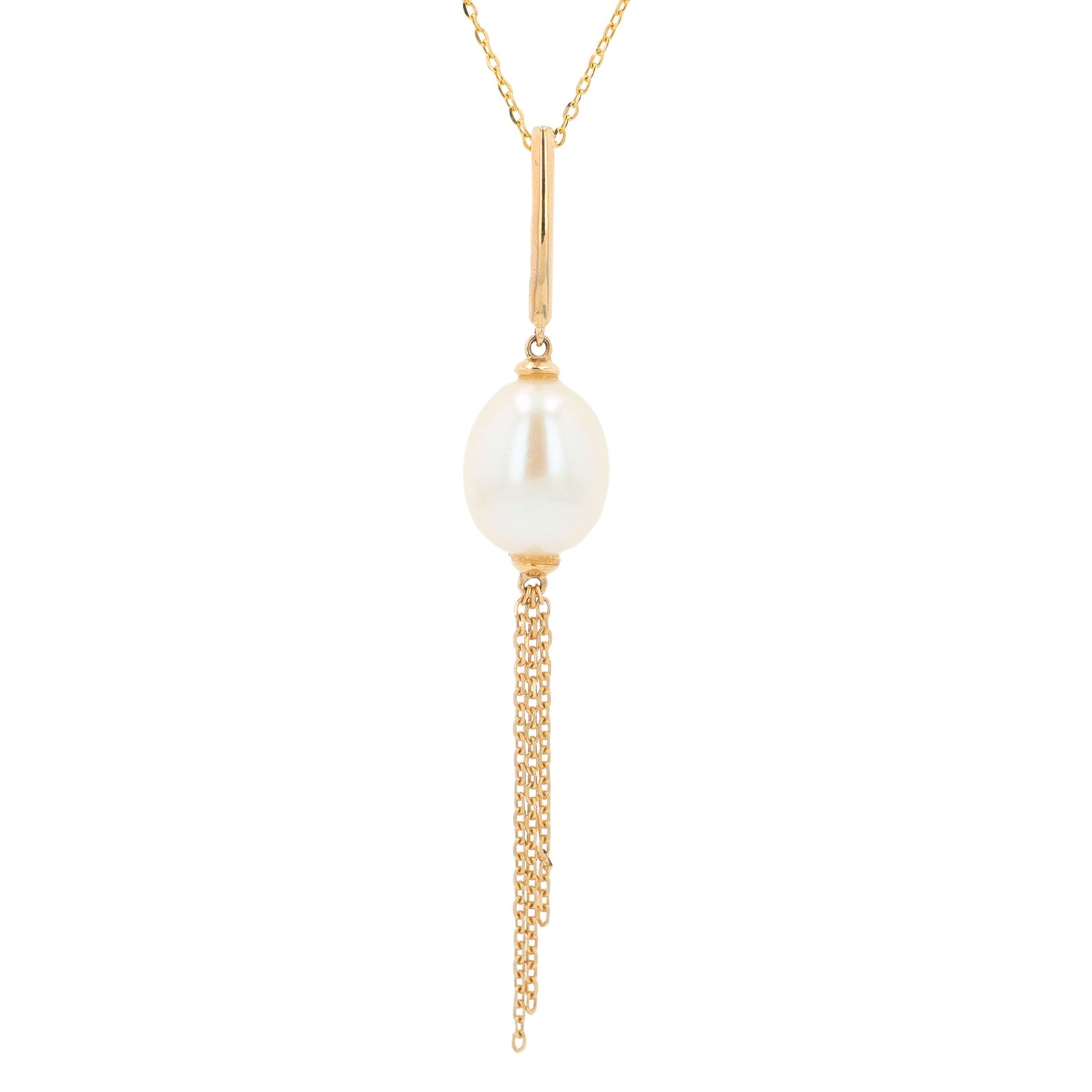 10K YG 9 - 10 MM Pearl Lariat Pendant
