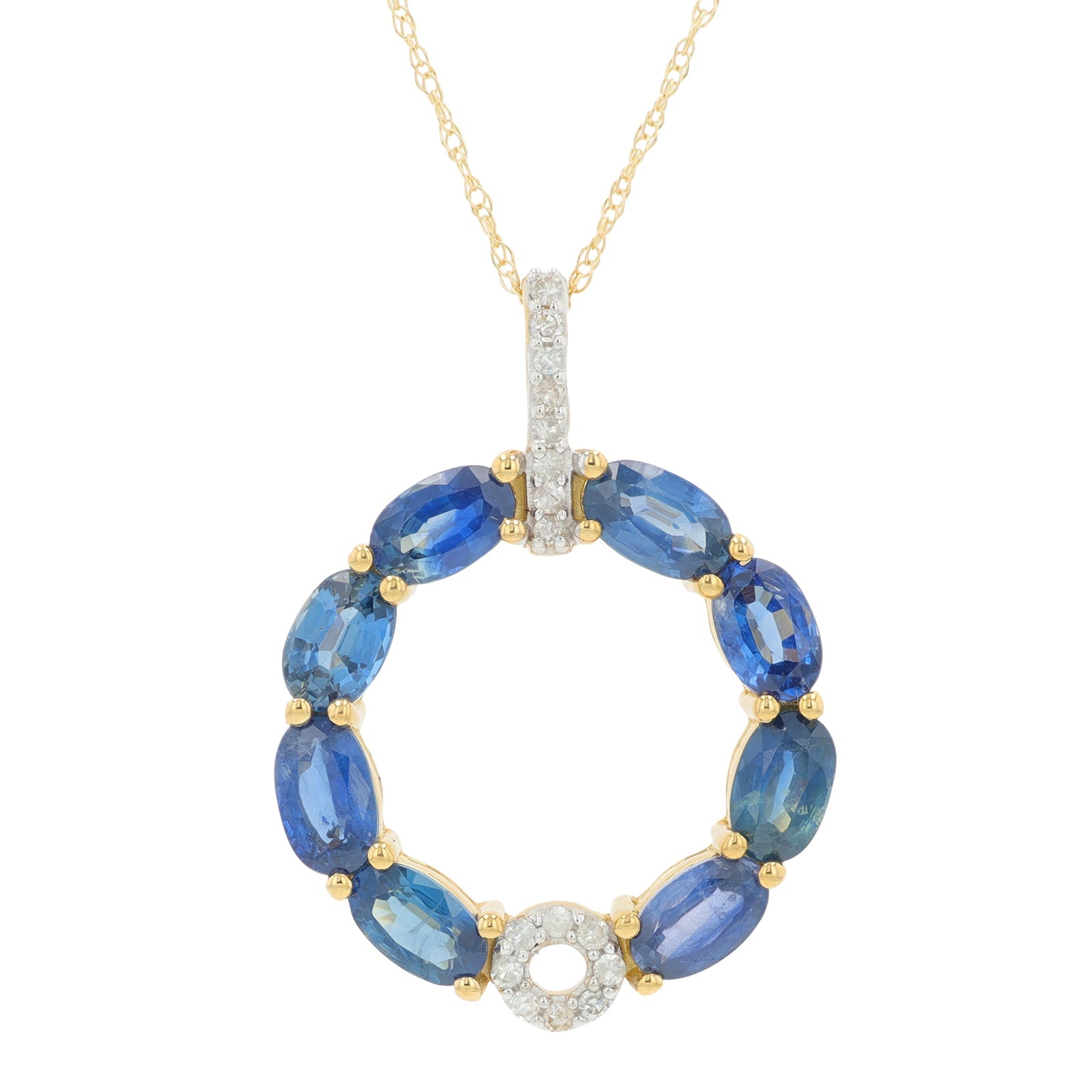 14K 2.56 CT Sapphire Circle Pendant<p><strong>More Colors Available</p></strong>