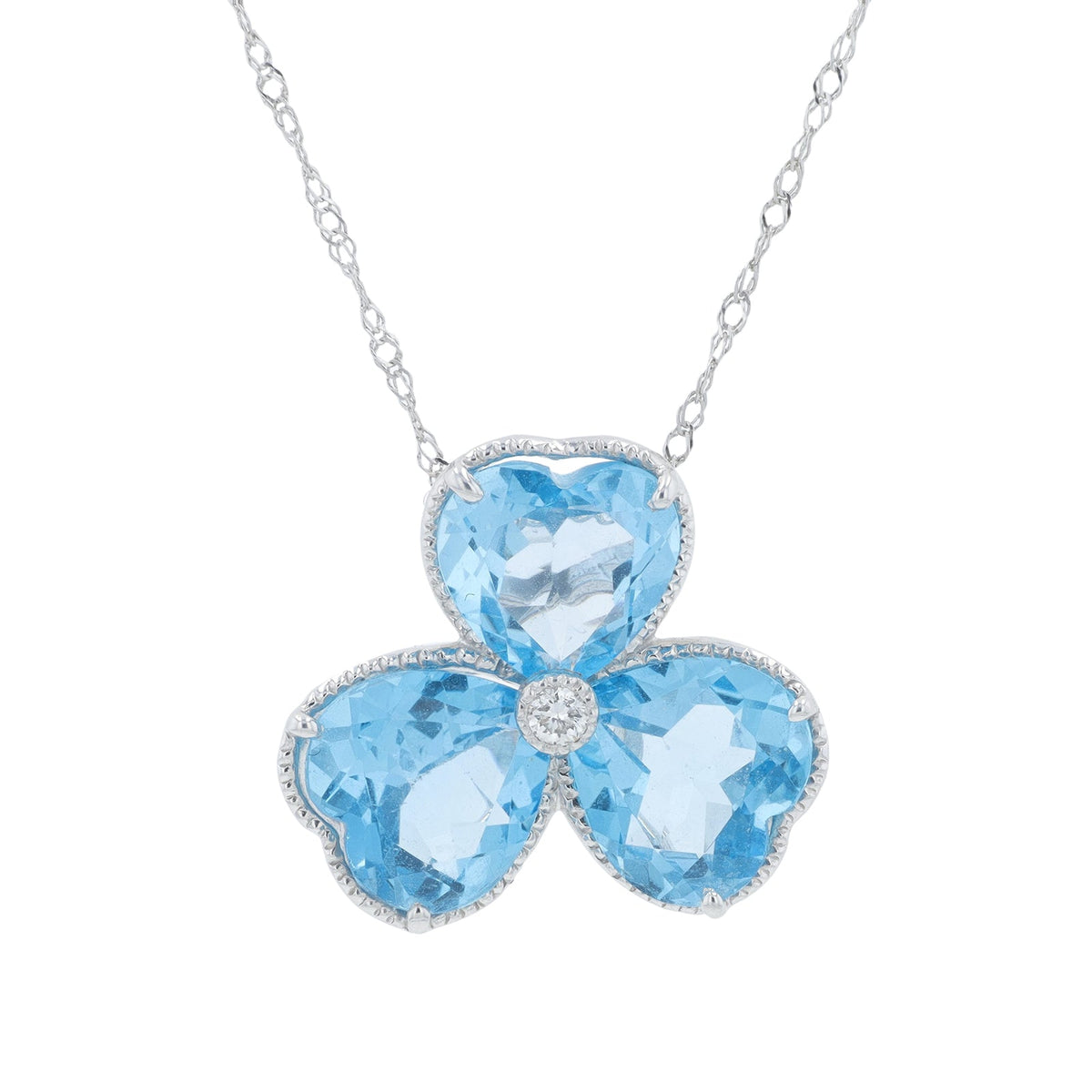 18K WG 5.56 CT Blue Topaz Clover Pendant