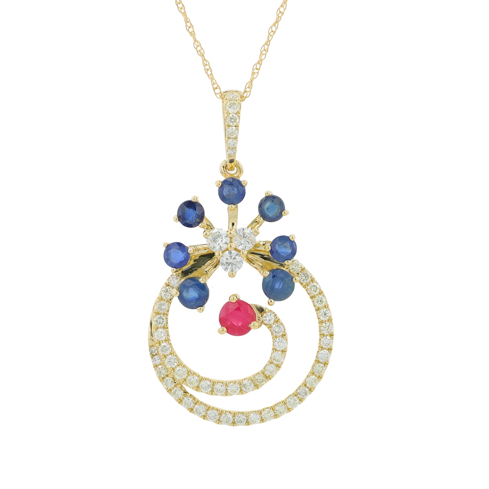 14K YG 1.15 CTW Ruby & Sapphire Pendant