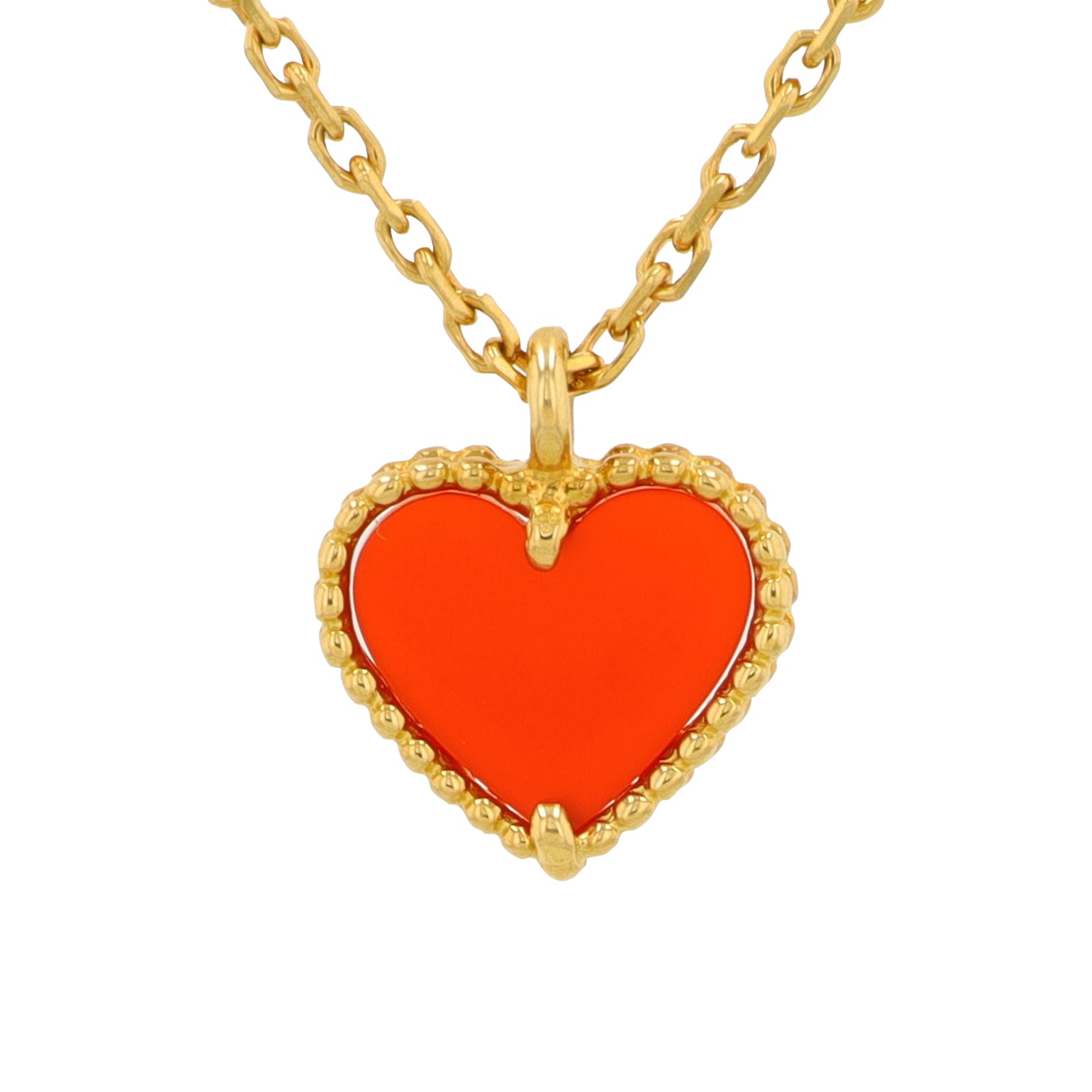 18K YG Van Cleef & Arpels Carnelian Heart Pendant