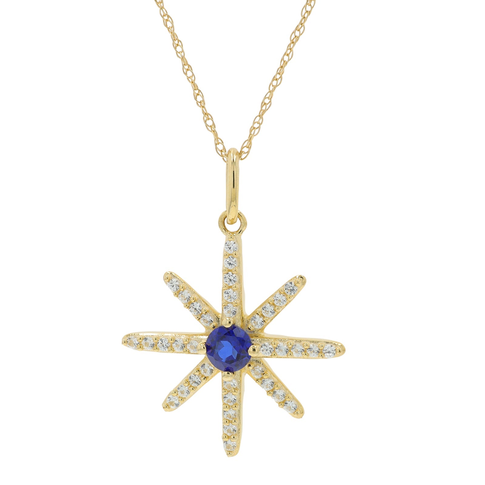 10K YG Created Gemstone Burst Necklace<p><strong>More Colors Available</p></strong>