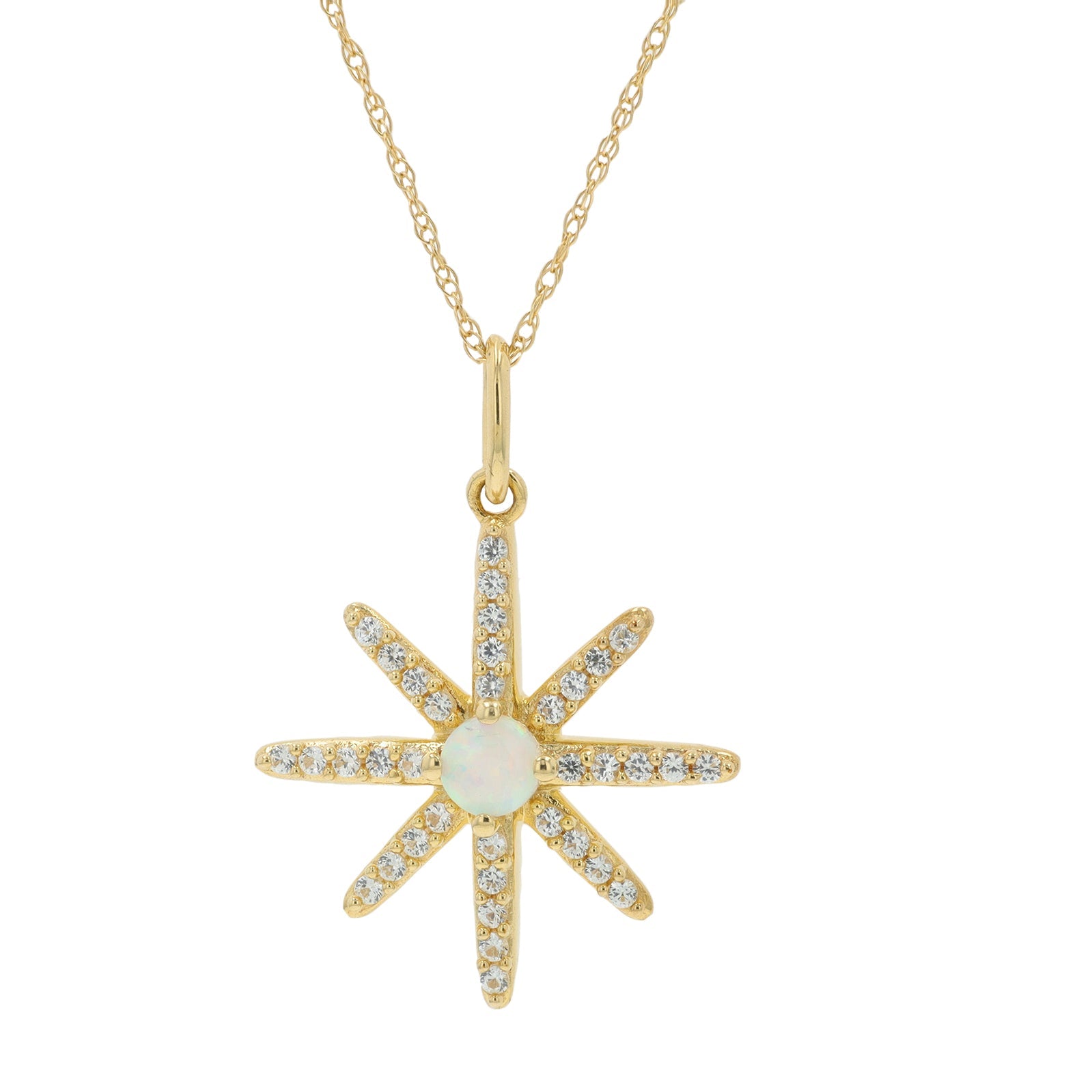 10K YG Created Gemstone Burst Necklace<p><strong>More Colors Available</p></strong>