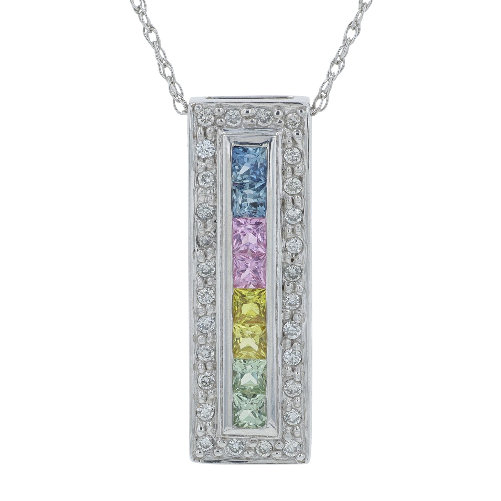 14K WG Multicolor Sapphire Pendant