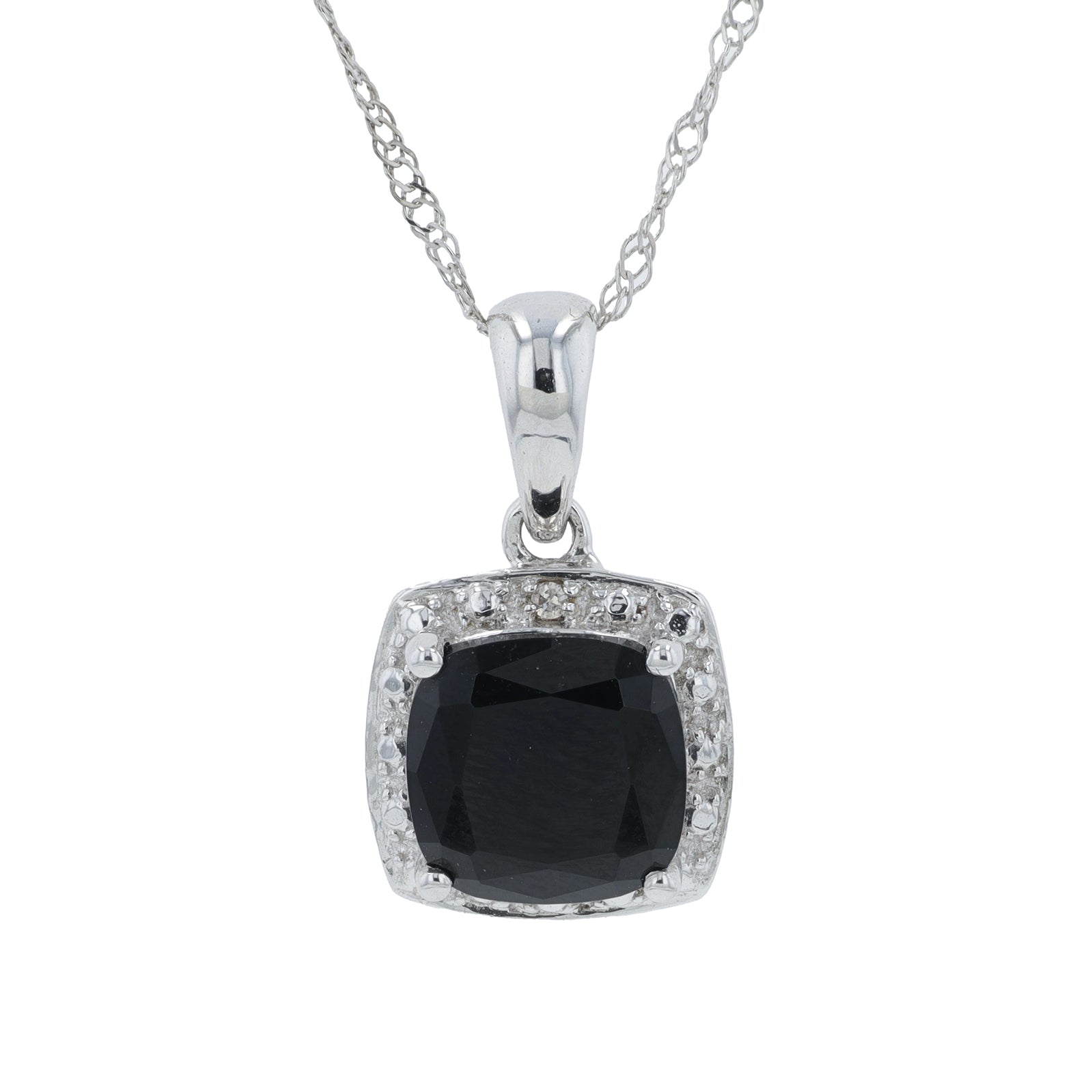 14K WG 1.50 CT Sapphire Halo Pendant