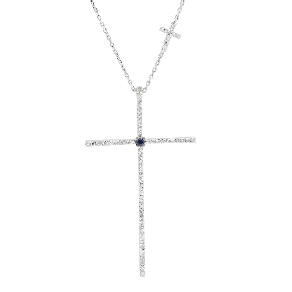 10K WG Sapphire Cross Pendant