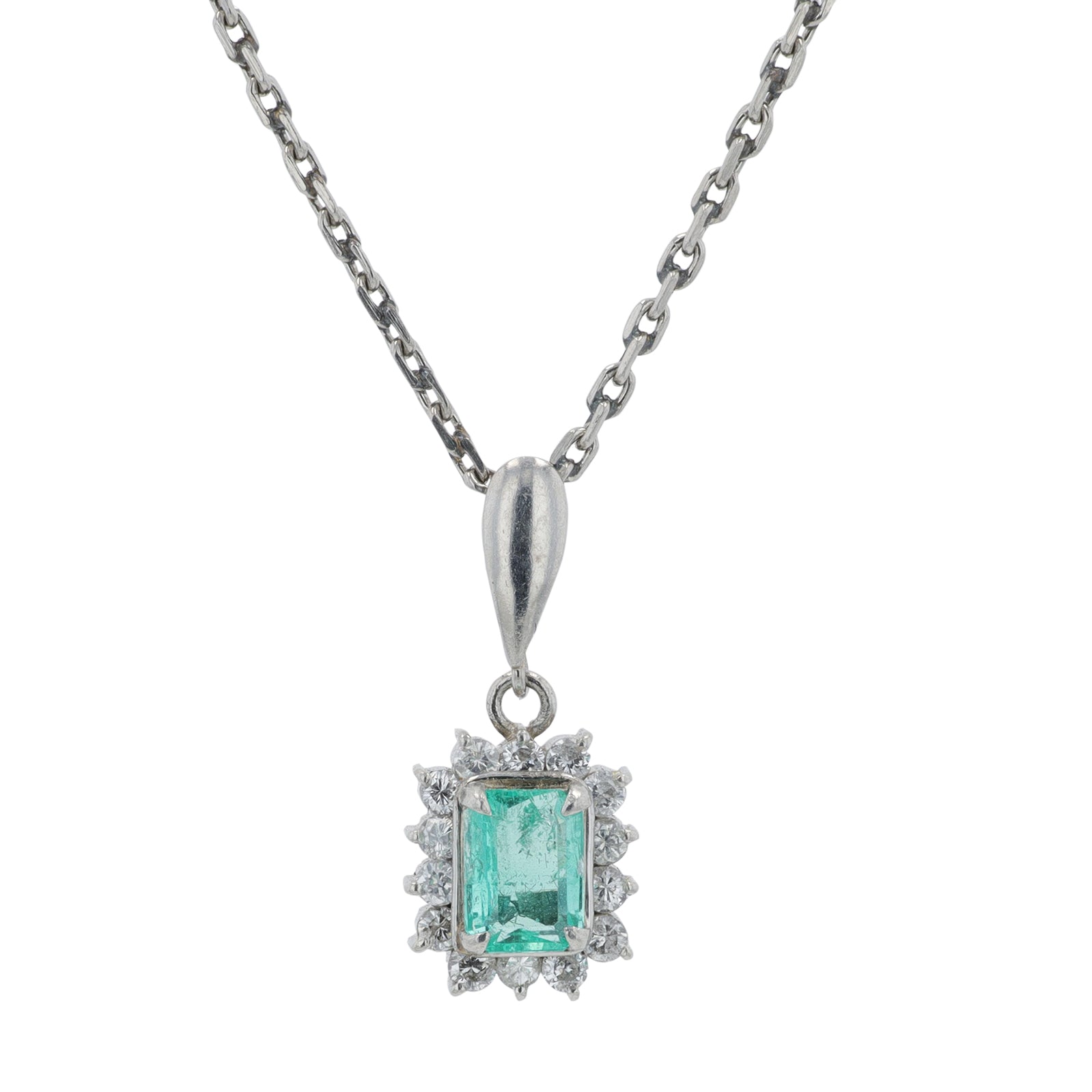 PLAT .36 CTW Emerald Pendant
