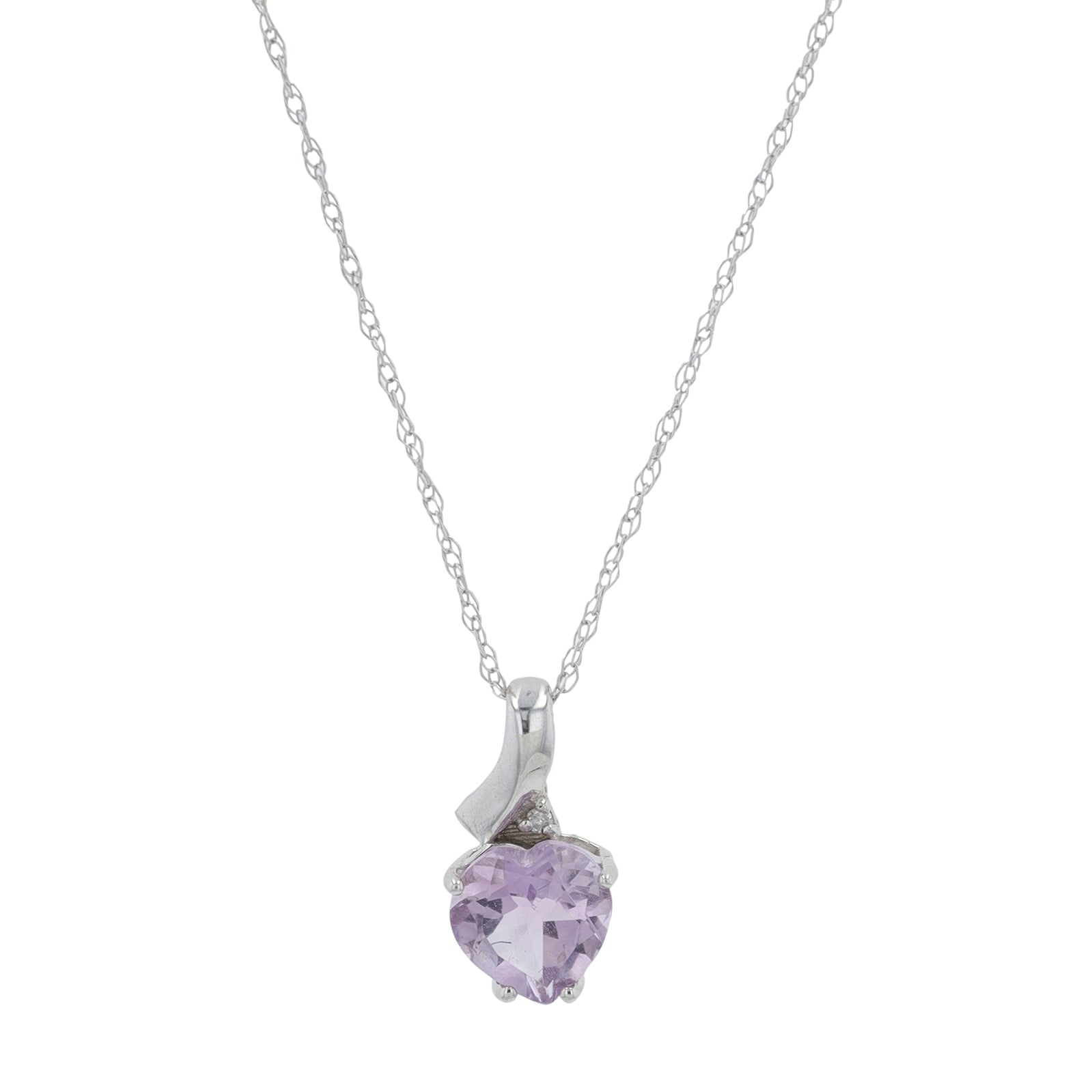 14K WG .60 CT Amethyst Heart Pendant