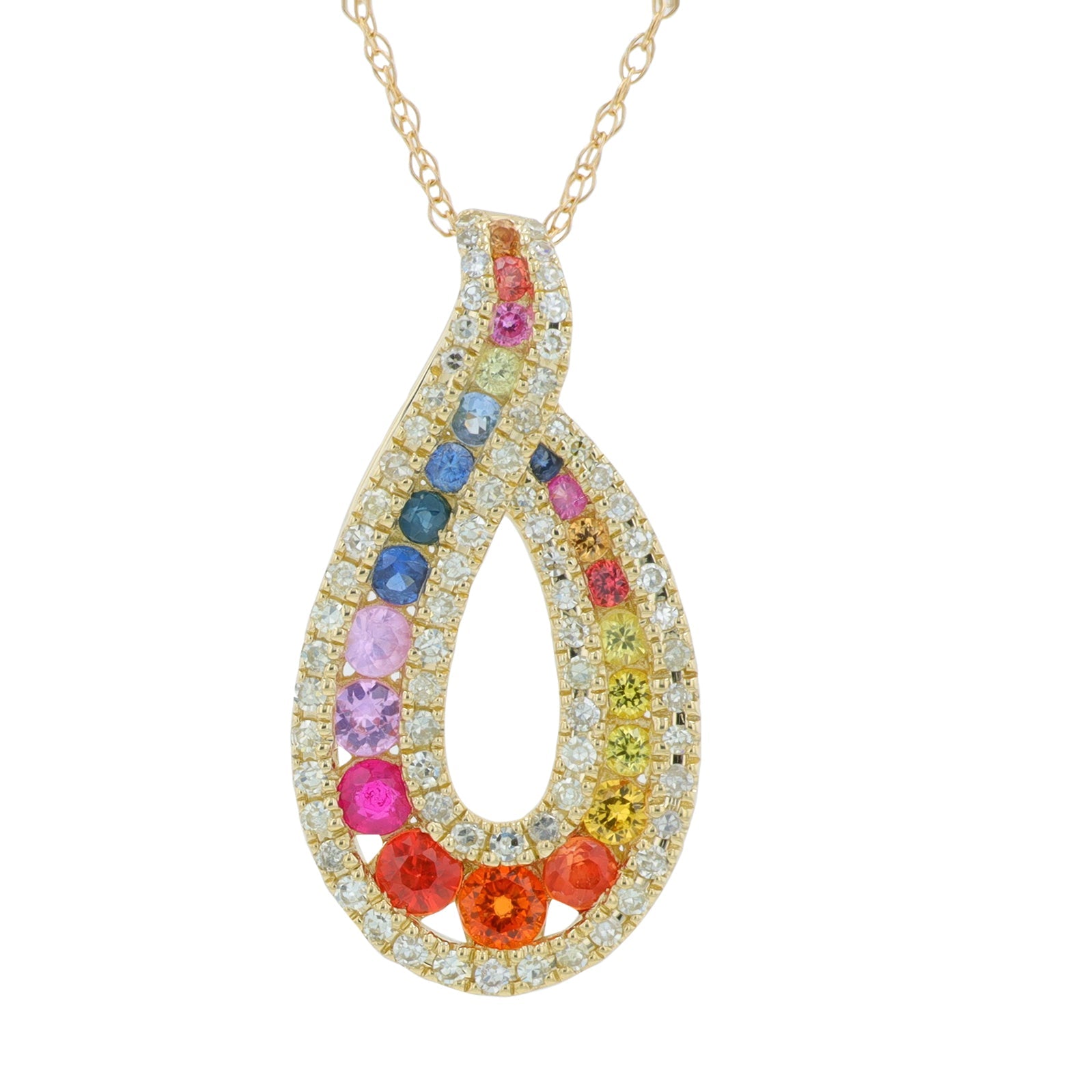 14K YG .64 CTW Multi Sapphire Pendant