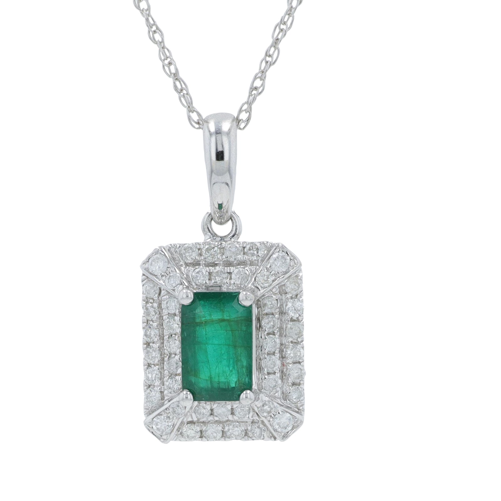 14K WG .50 CT Emerald Necklace