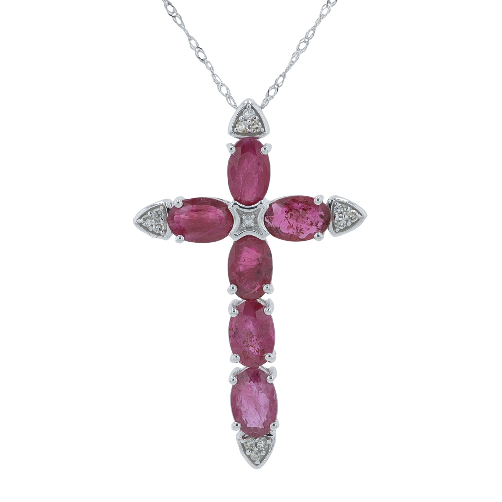 14K WG 3.30 CTW Ruby Cross Pendant