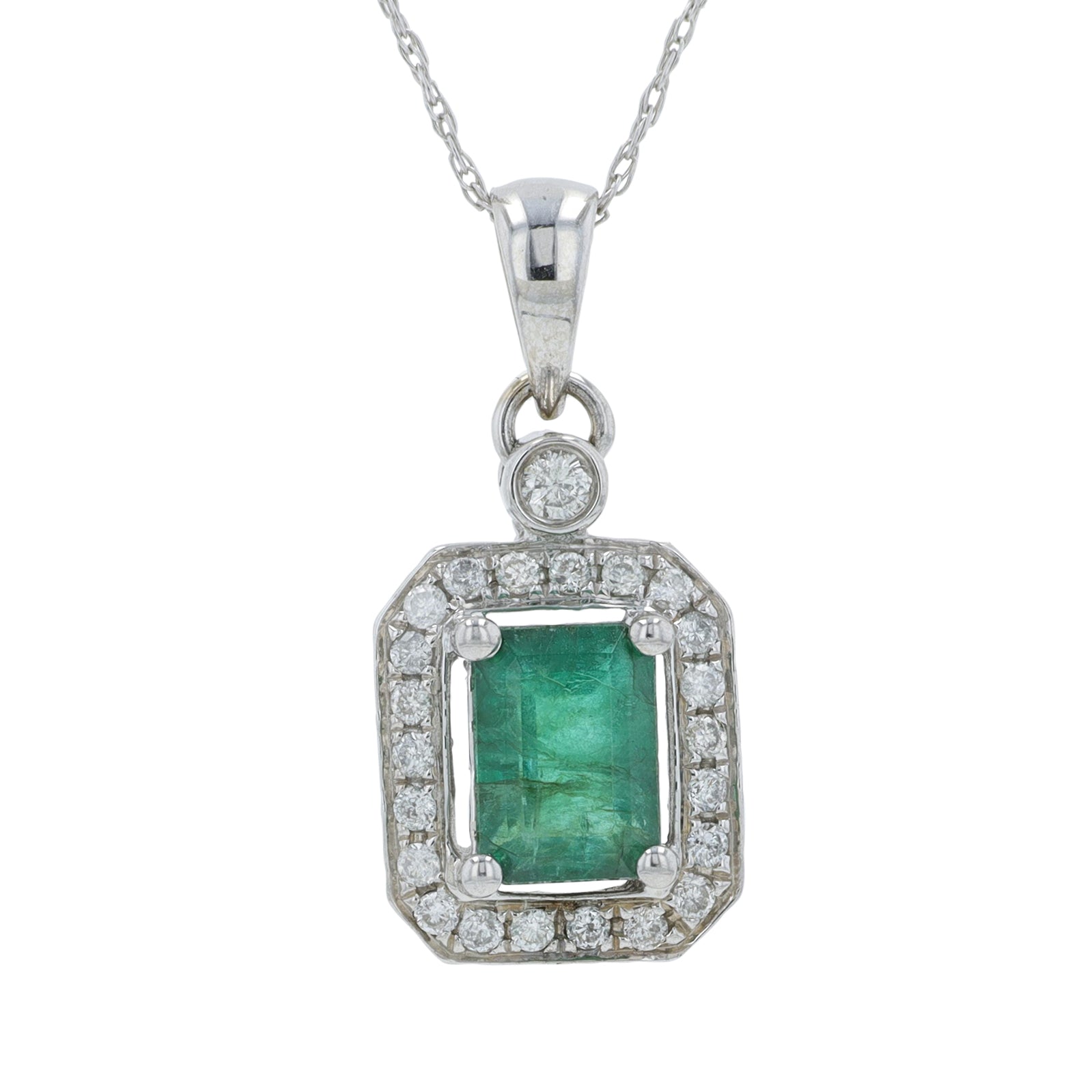 14K WG .90 CT Emerald Necklace