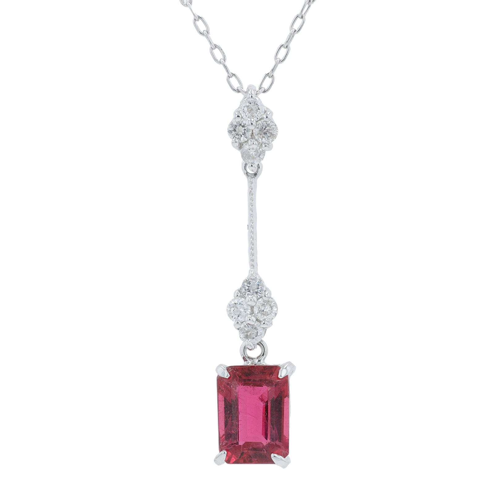 18K WG 1.39 CT Pink Tourmaline Pendant