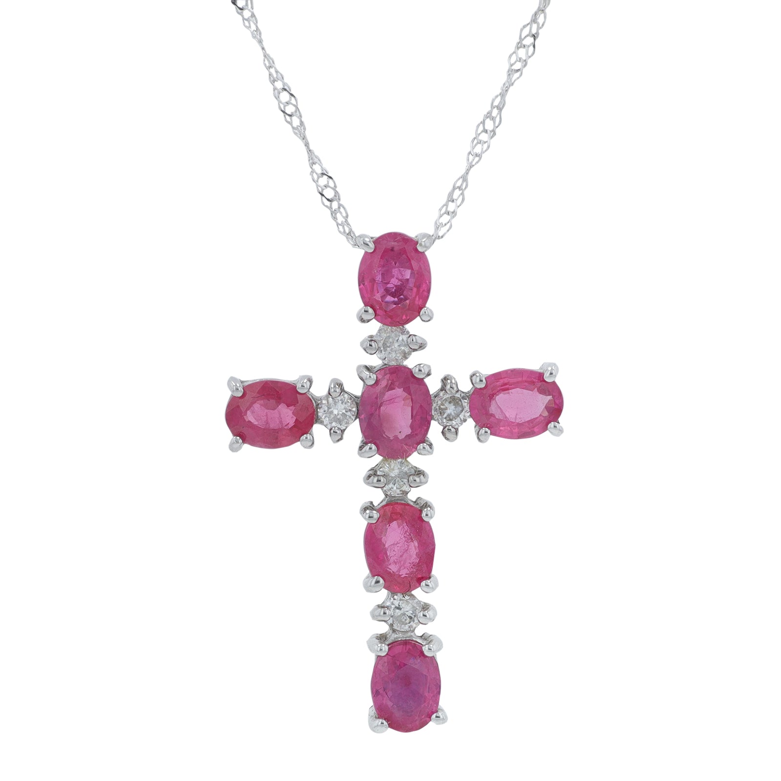 18K WG 1.38 CTW Ruby Cross Pendant