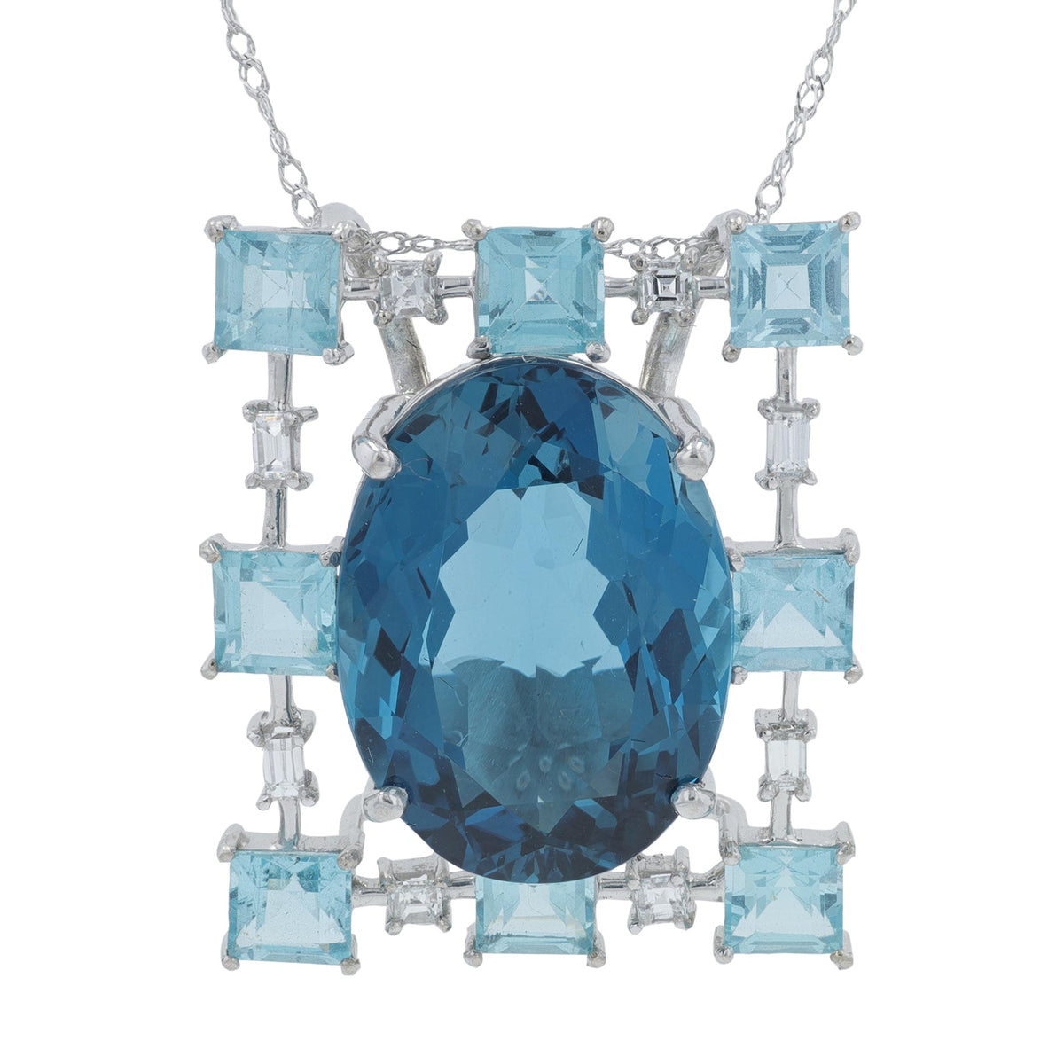 18K WG 15.399 CT Blue Topaz Pendant
