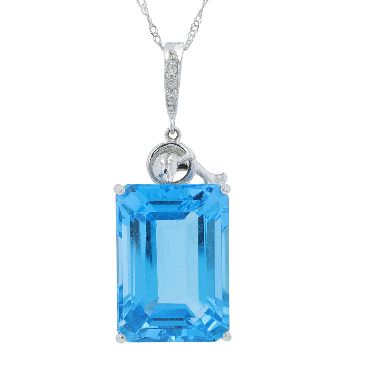 18K WG 19.92 CT Blue Topaz Pendant
