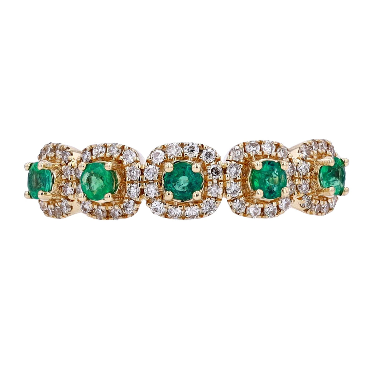 14K YG Five Stone Emerald Ring