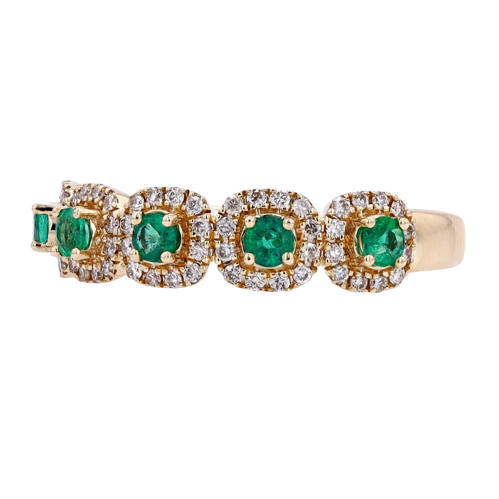 14K YG Five Stone Emerald Ring