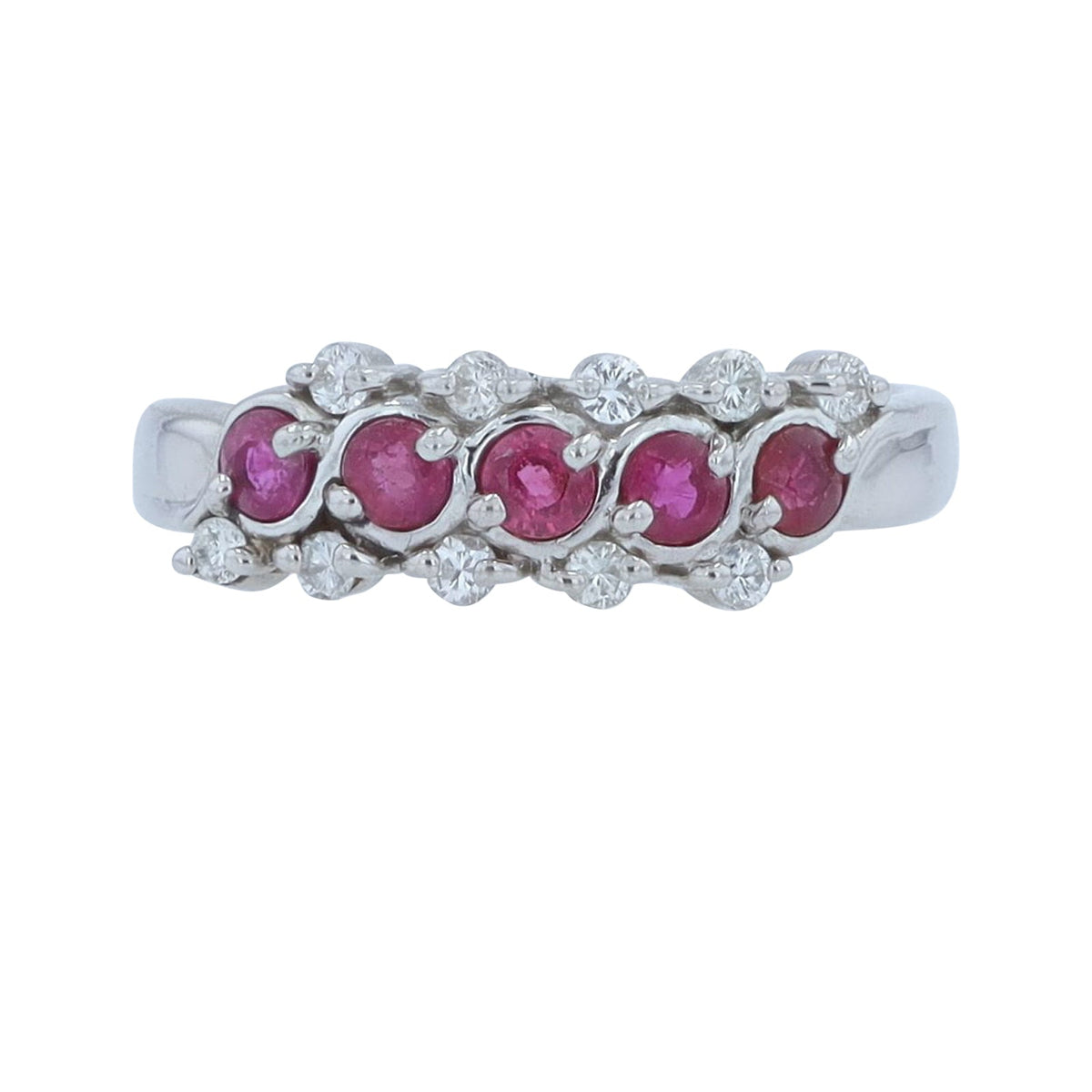 PT900 .62 CTW Ruby Five Stone Band