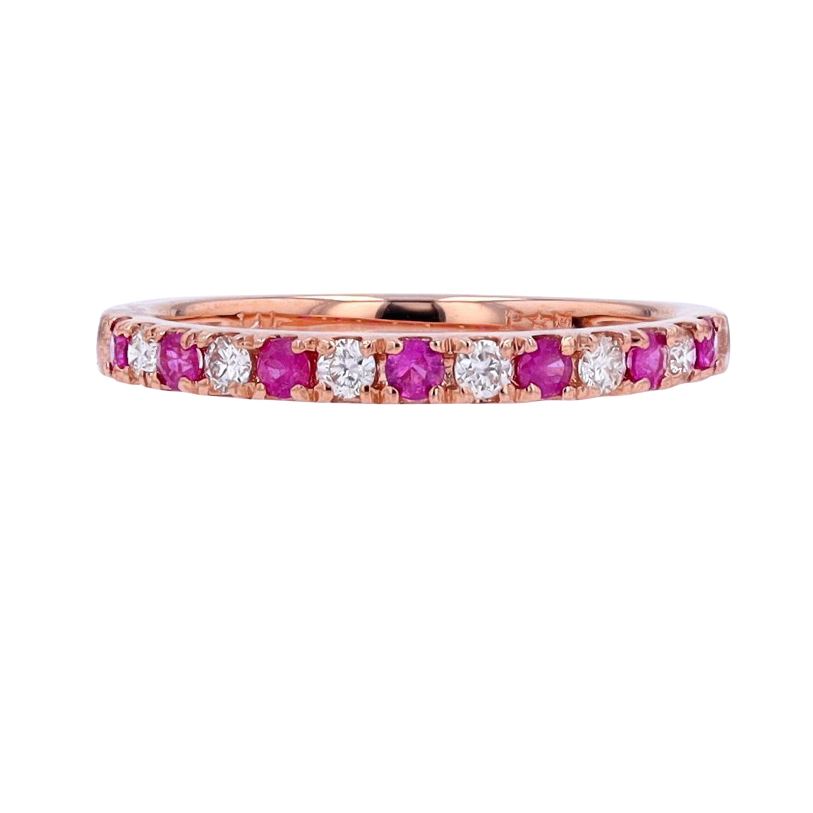 14K RG Ruby & Diamond Band
