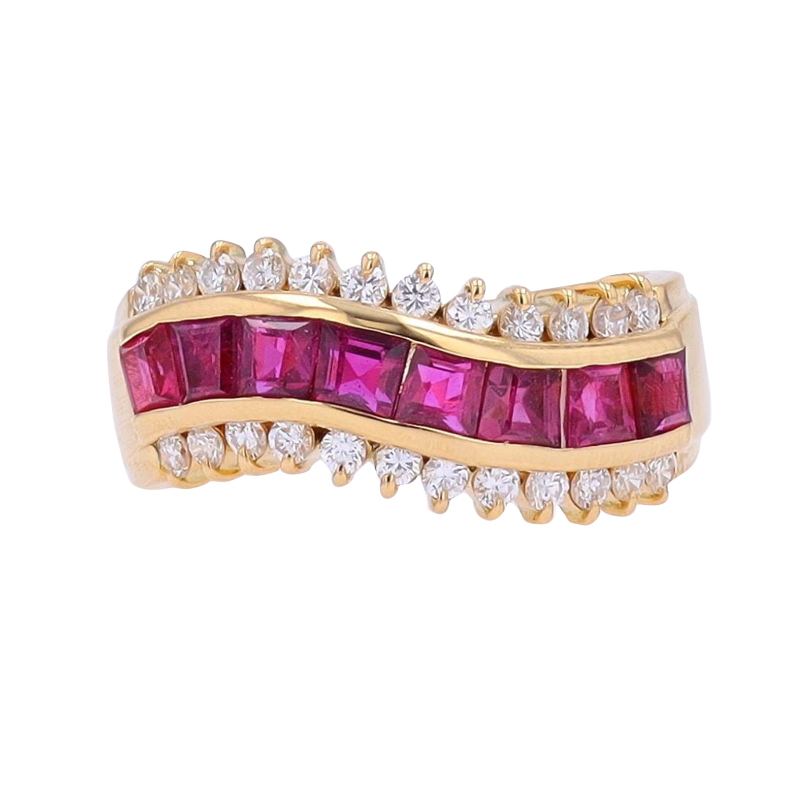 18K YG 1.75 CTW Ruby Curved Band