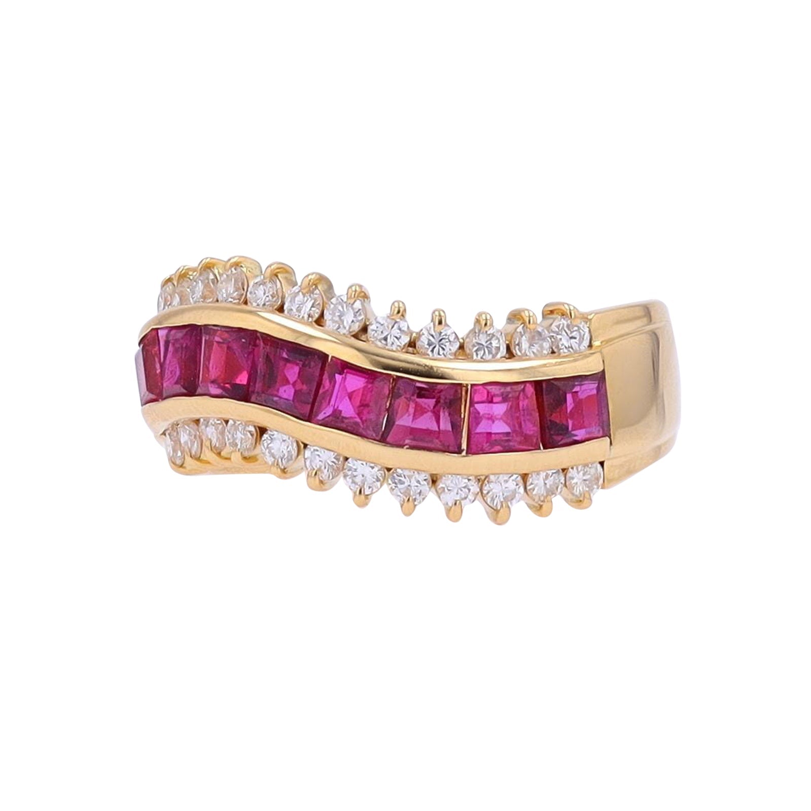 18K YG 1.75 CTW Ruby Curved Band