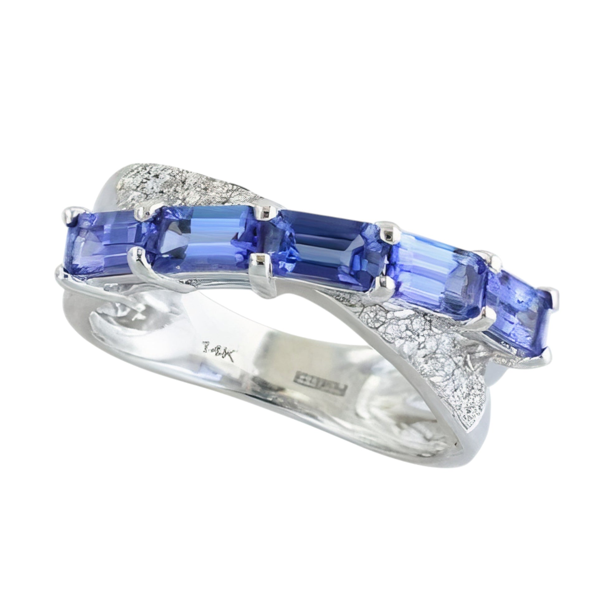 14K EFFY WG 1.66 CT Tanzanite Crossover Band