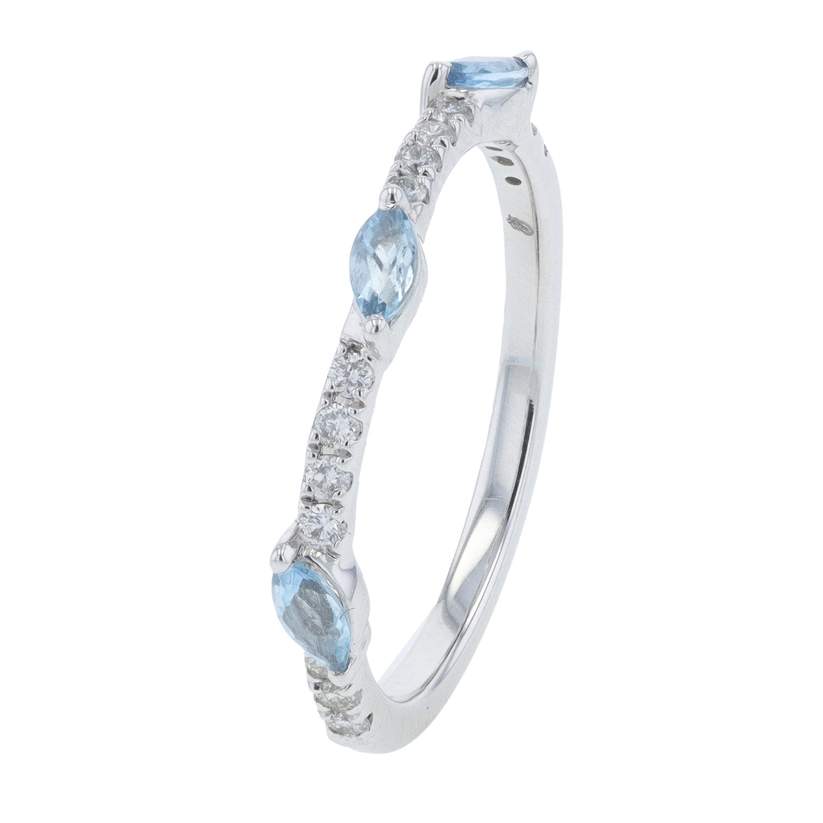 14K WG .13 Aqua Cruved Band