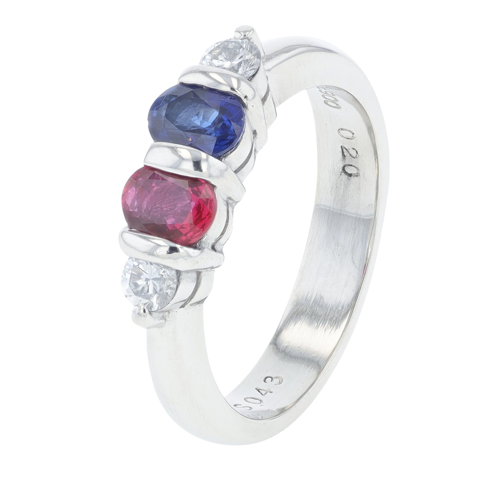 PT900 .43 CT Sapphire & .365 CT Ruby Band