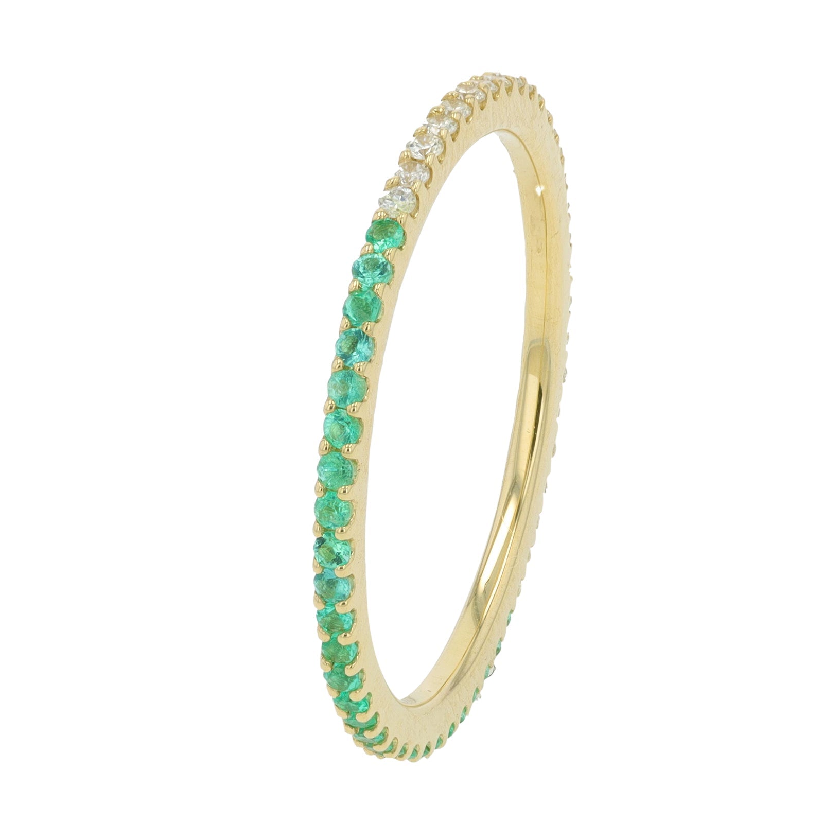14K YG .14 CT Emerald Split Ring