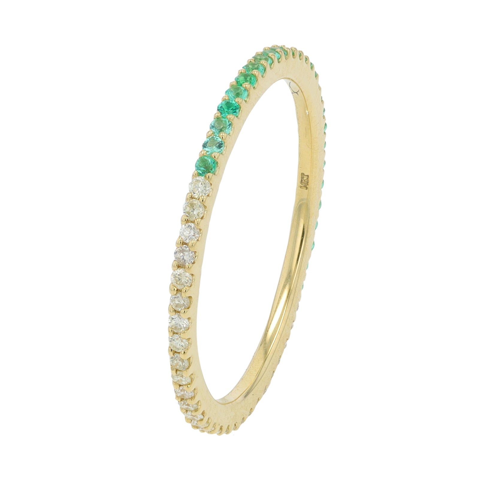 14K YG .14 CT Emerald Split Ring
