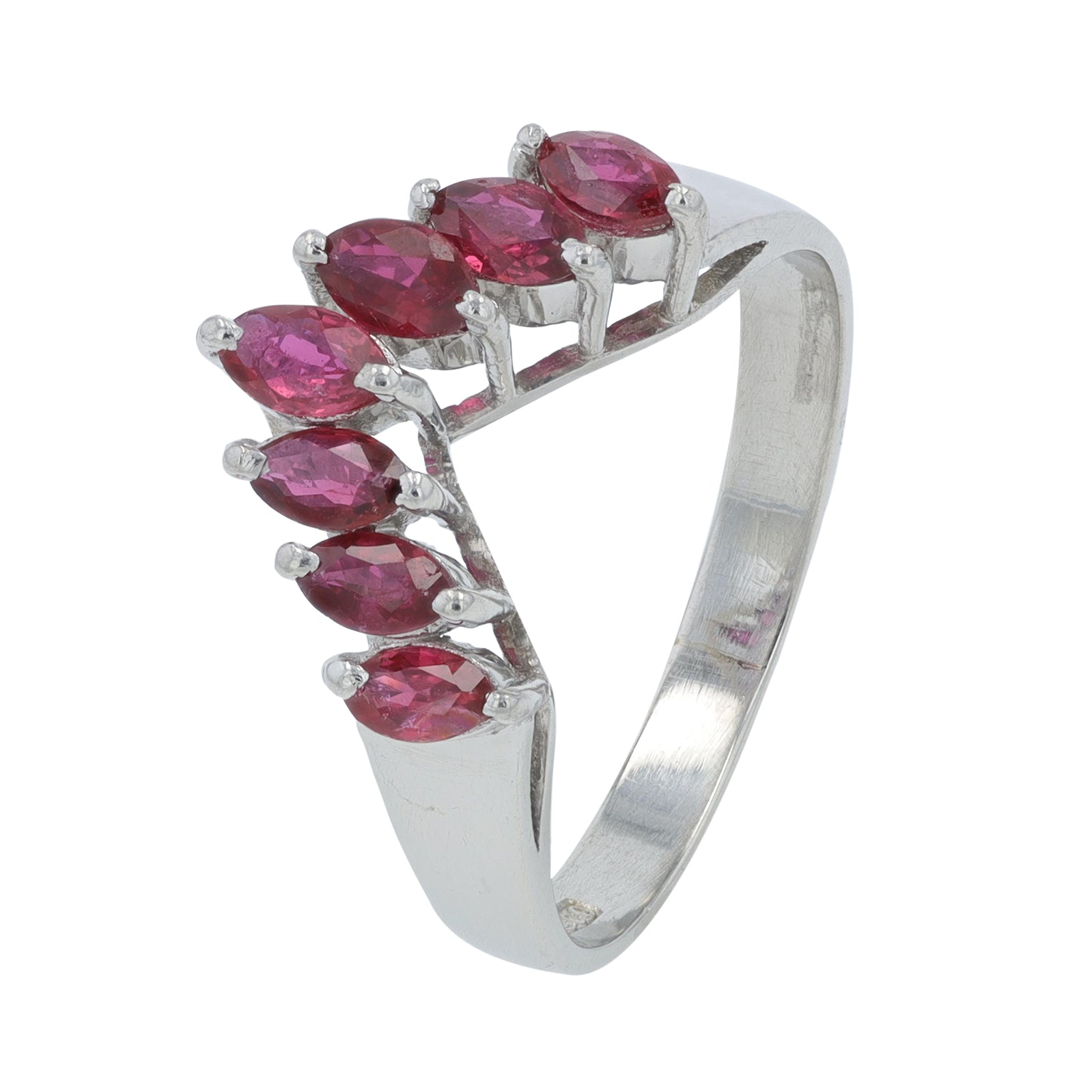 PT900 .77 CTW Ruby Chevron Ring