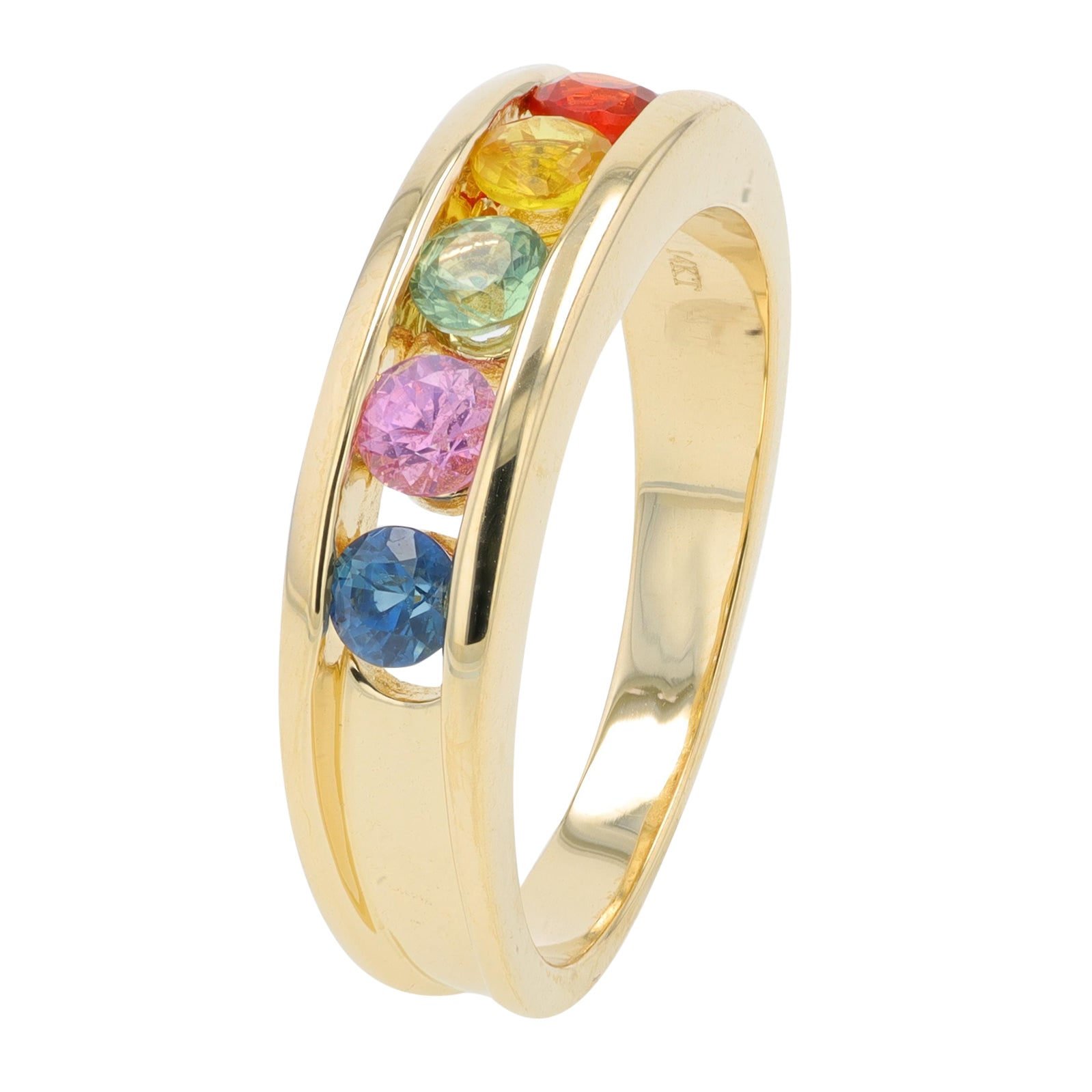 14K YG .80 CT Multi Sapphire Ring