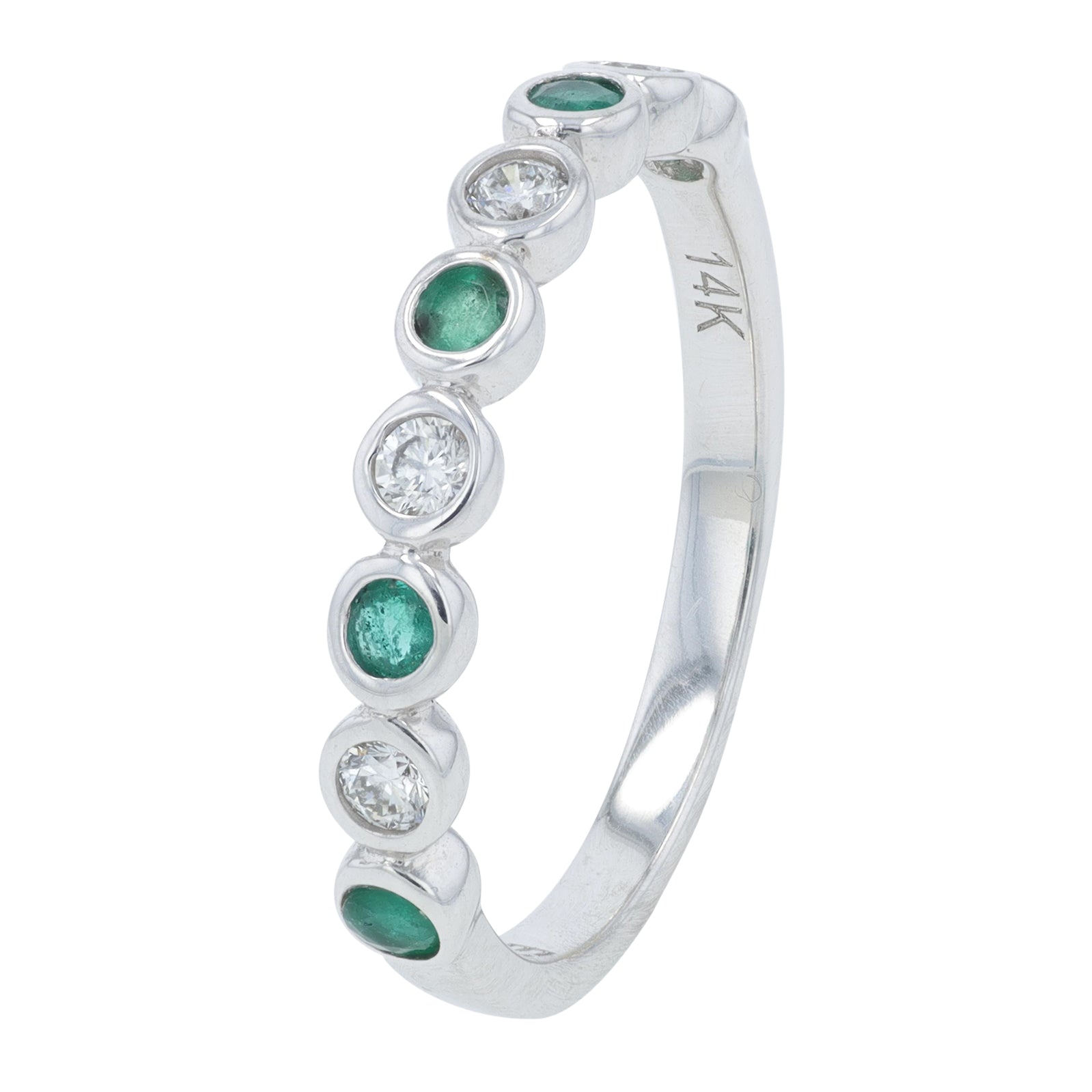 14K EFFY WG .23 CTW Emerald Band