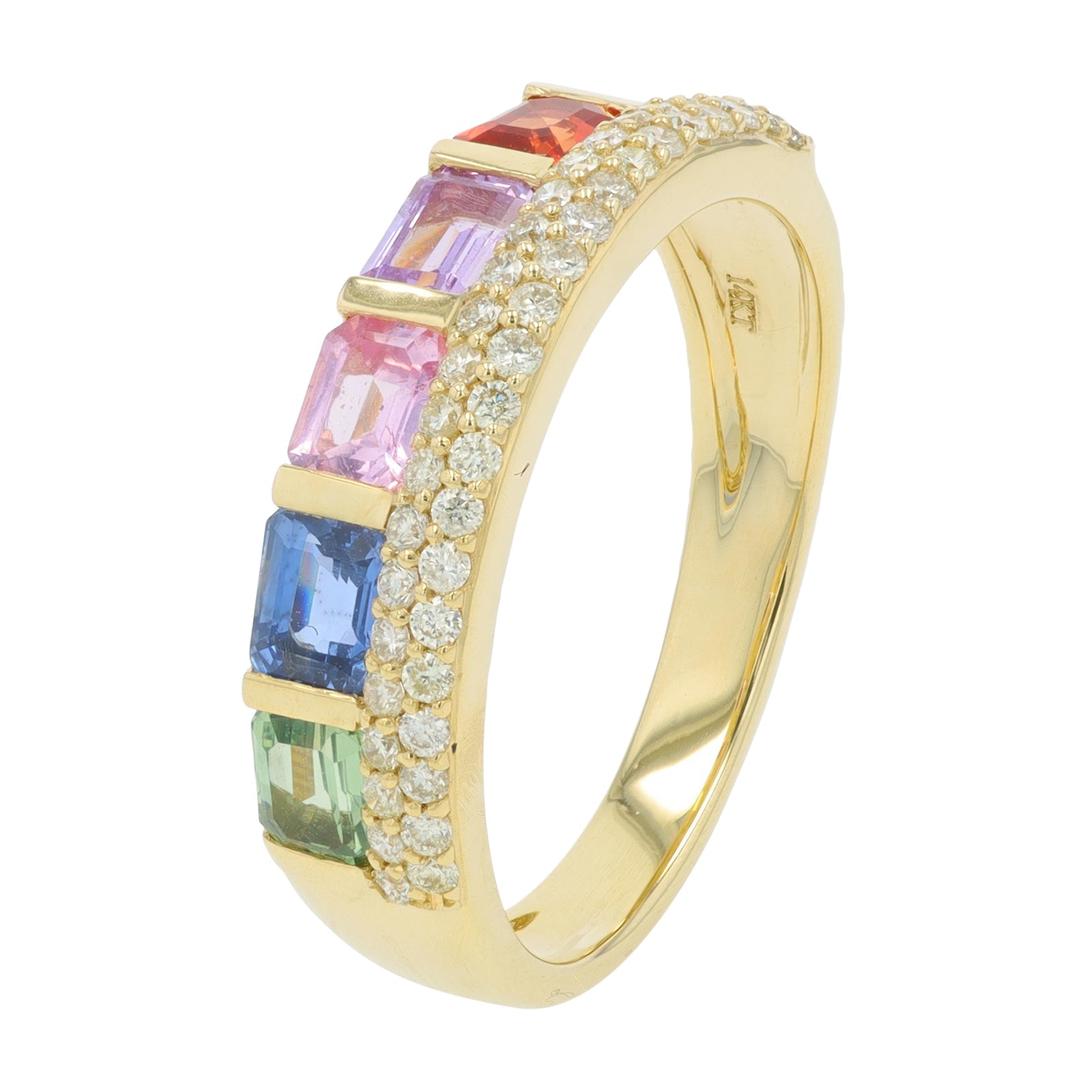 14K YG 1.60 CT Multi Sapphire Ring