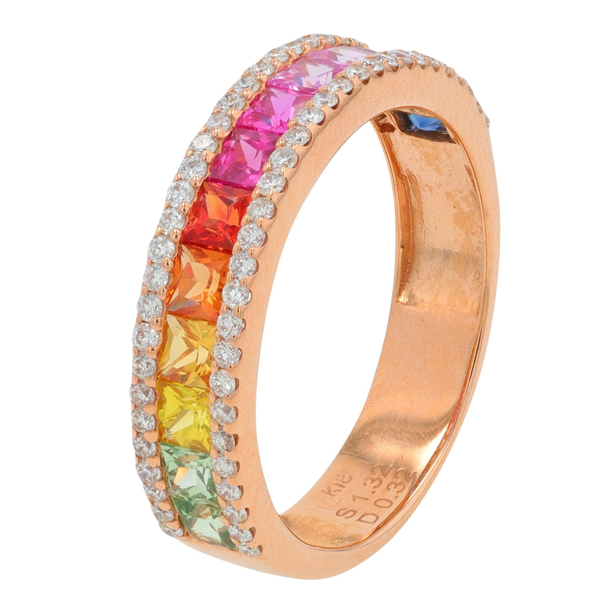 18K RG 1.32 CTW Multicolor Sapphire Band